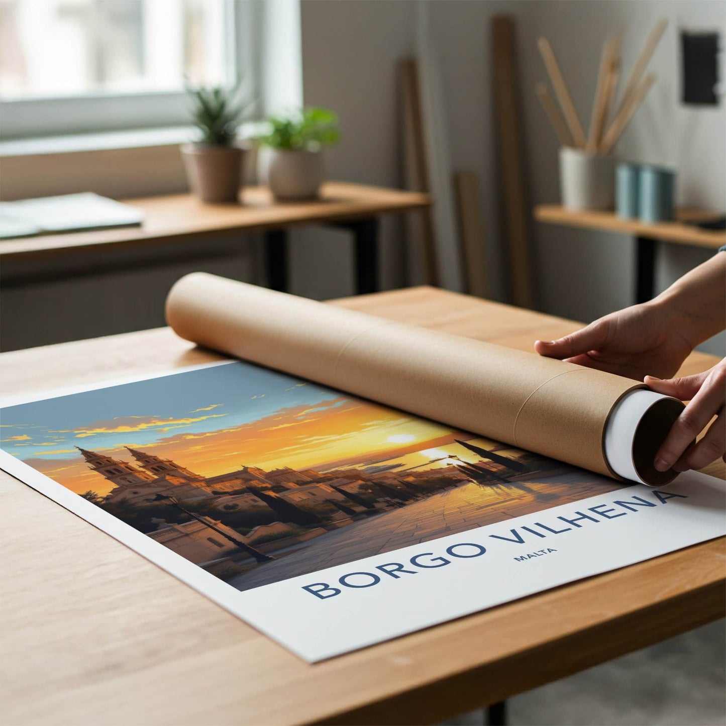 Borgo Vilhena Poster - Malta Travel Art - Coastal Town Sunset Home Decor