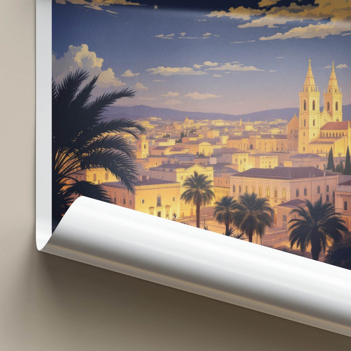 Borgo Vilhena Poster - Malta Travel Art - Moonlit Cityscape Home Decor