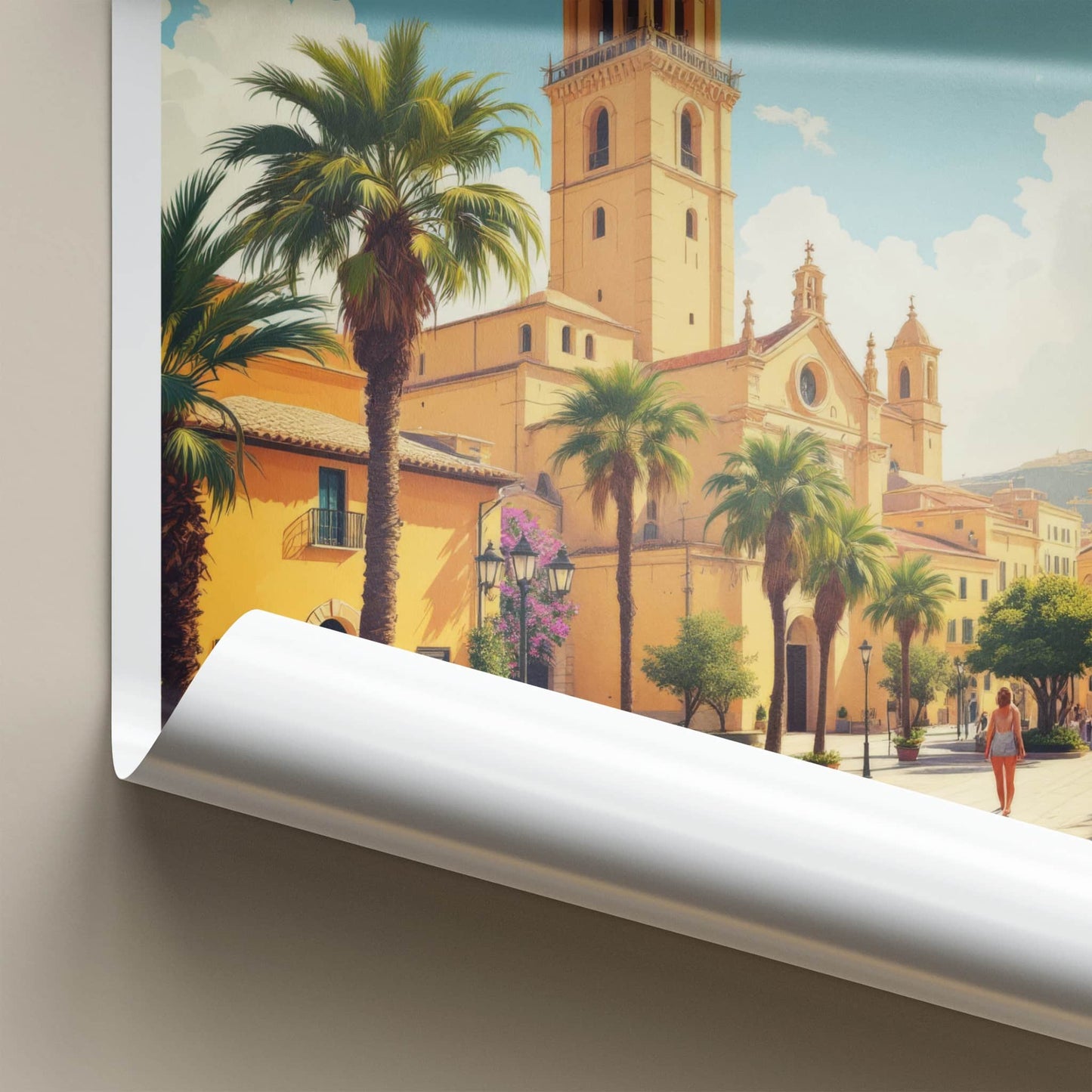 Borgo Vilhena Poster - Malta Travel Art - Sunny Street Palms Home Decor