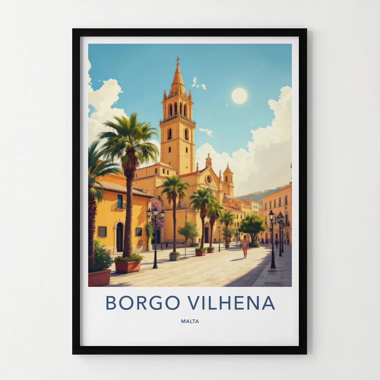 Borgo Vilhena Poster - Malta Travel Art - Sunny Street Palms Home Decor