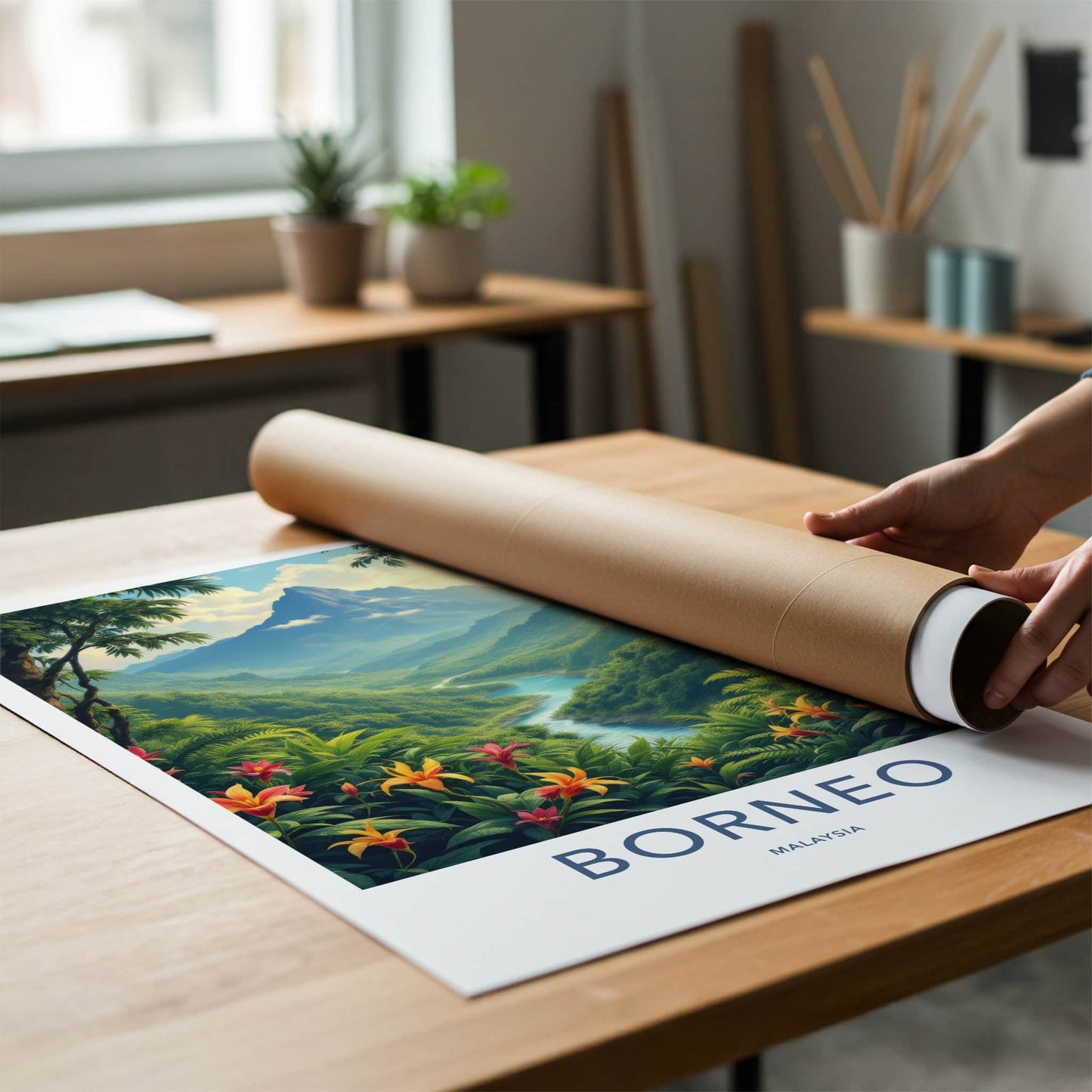 Borneo Poster - Malaysia Fine Art - Lush Mountainous River Gallery Art