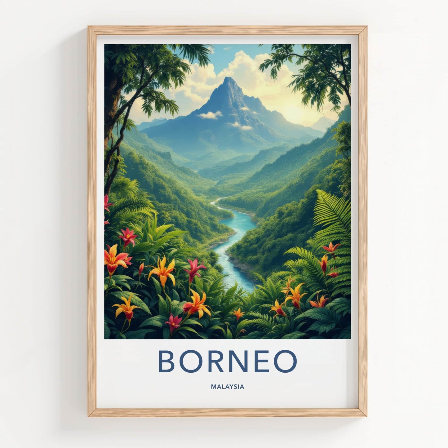 Borneo Poster - Malaysia Fine Art - Lush Mountainous River Gallery Art