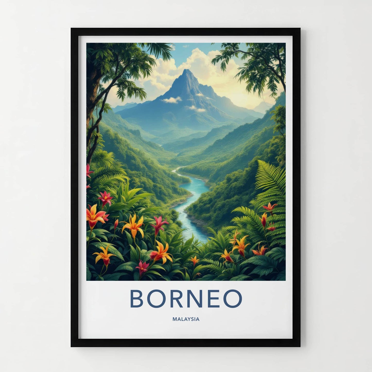 Borneo Poster - Malaysia Fine Art - Lush Mountainous River Gallery Art
