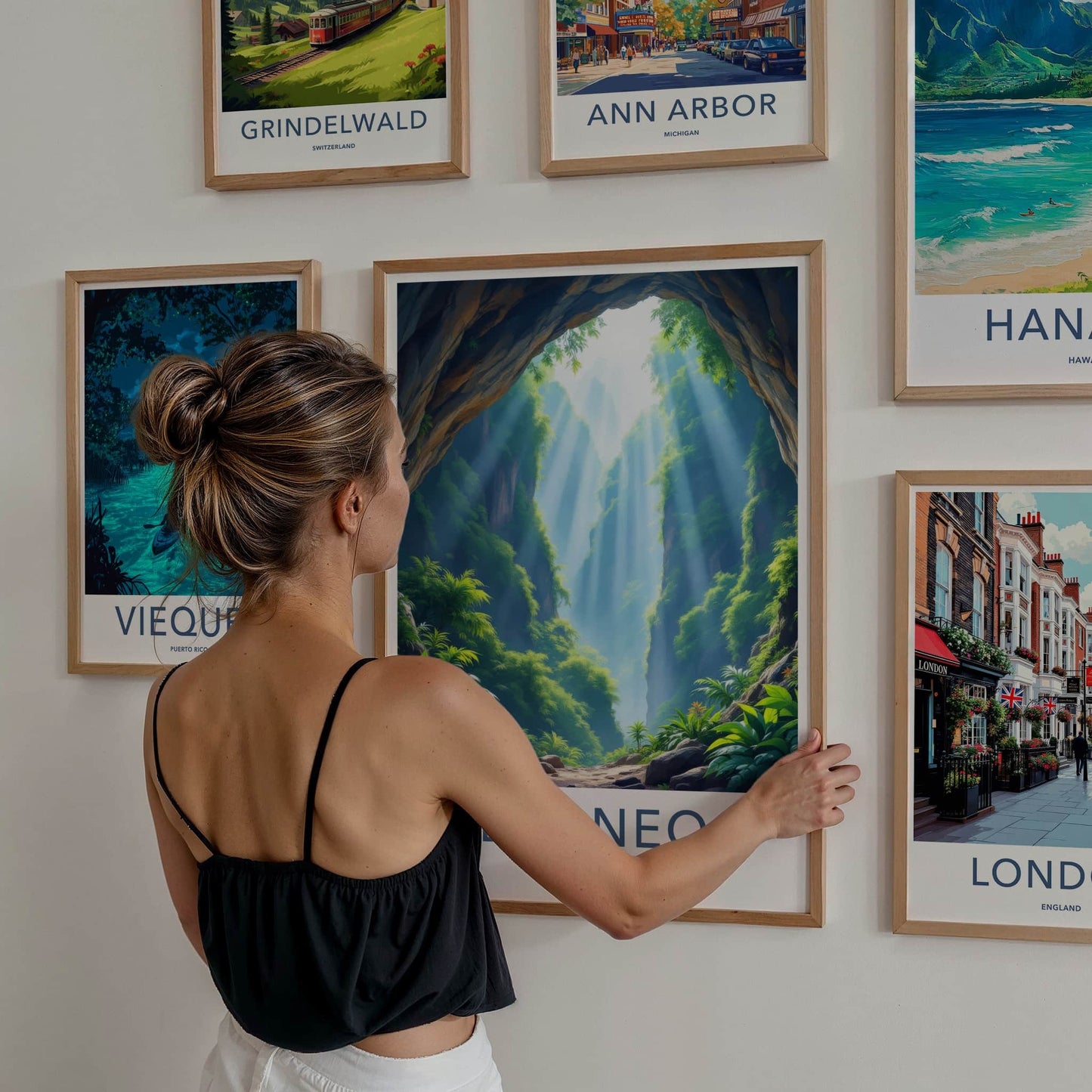 Borneo Poster - Malaysia Travel Art - Lush Green Canyon Entrance Home Decor