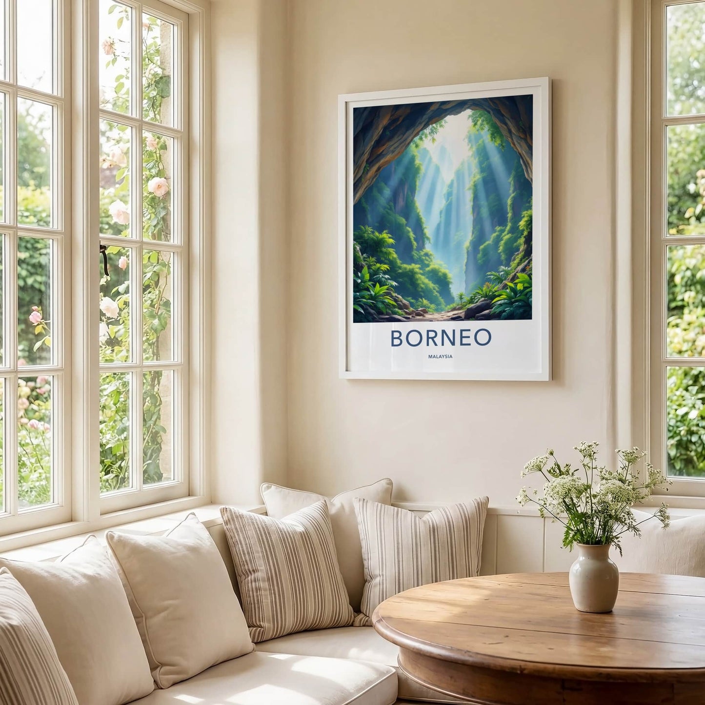 Borneo Poster - Malaysia Travel Art - Lush Green Canyon Entrance Home Decor