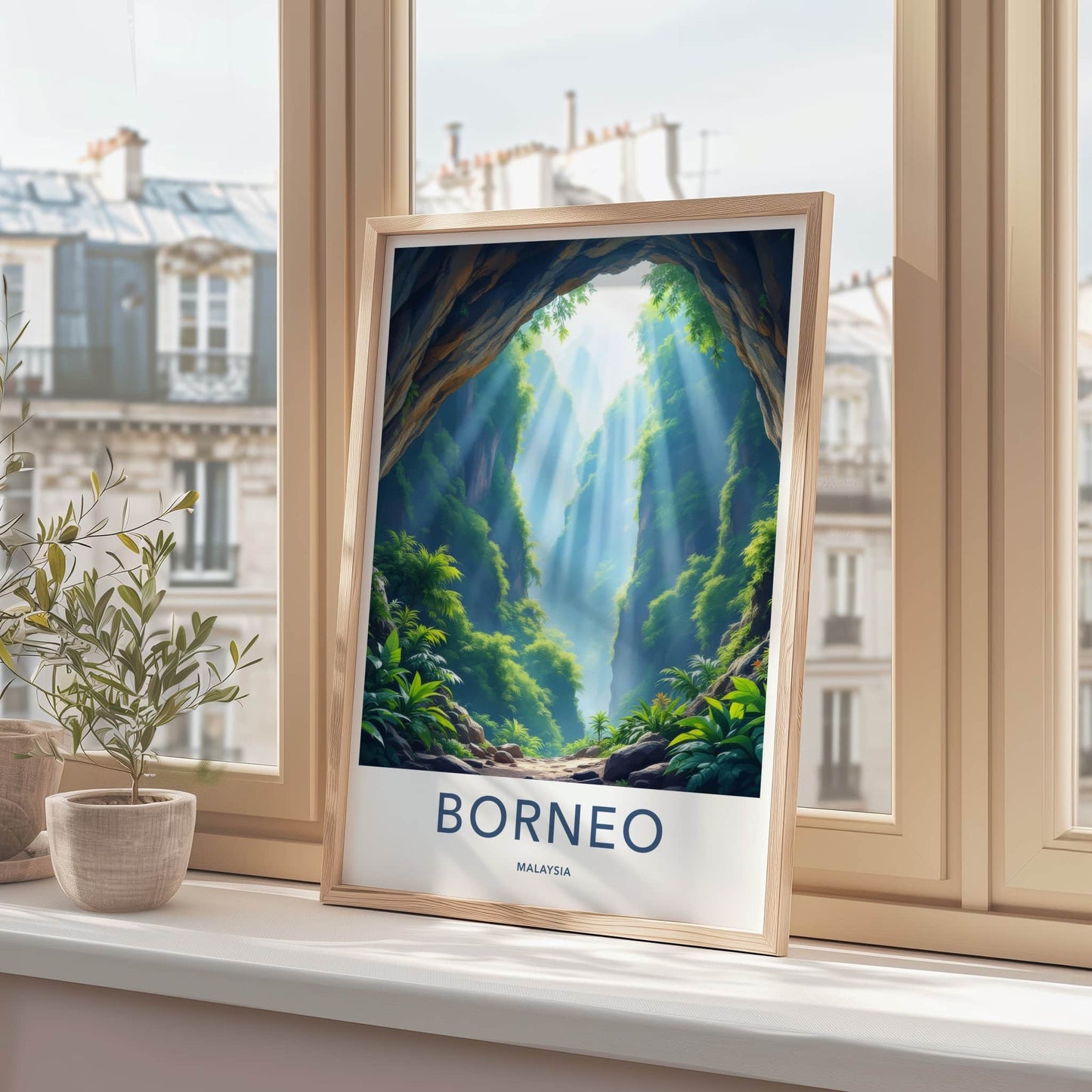 Borneo Poster - Malaysia Travel Art - Lush Green Canyon Entrance Home Decor