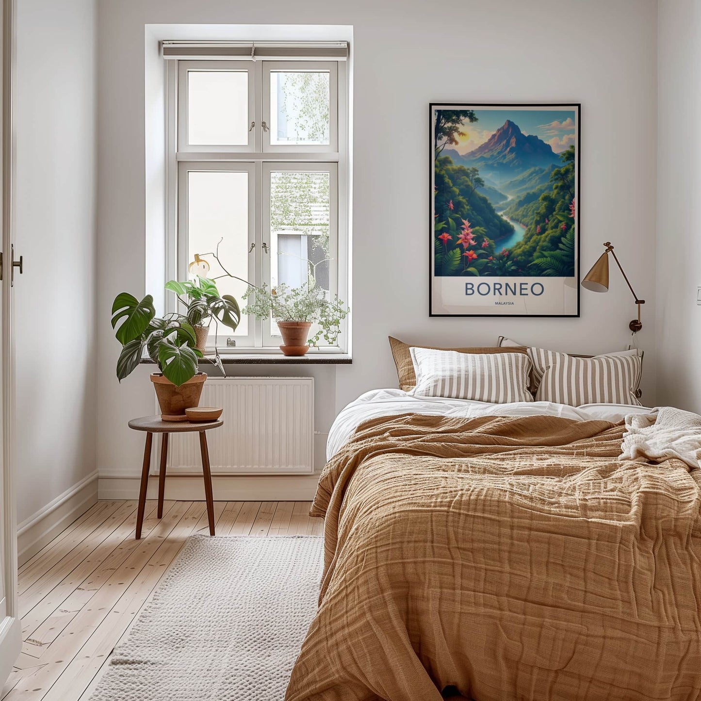 Borneo Poster - Malaysia Travel Art - Lush Mountain River Home Decor