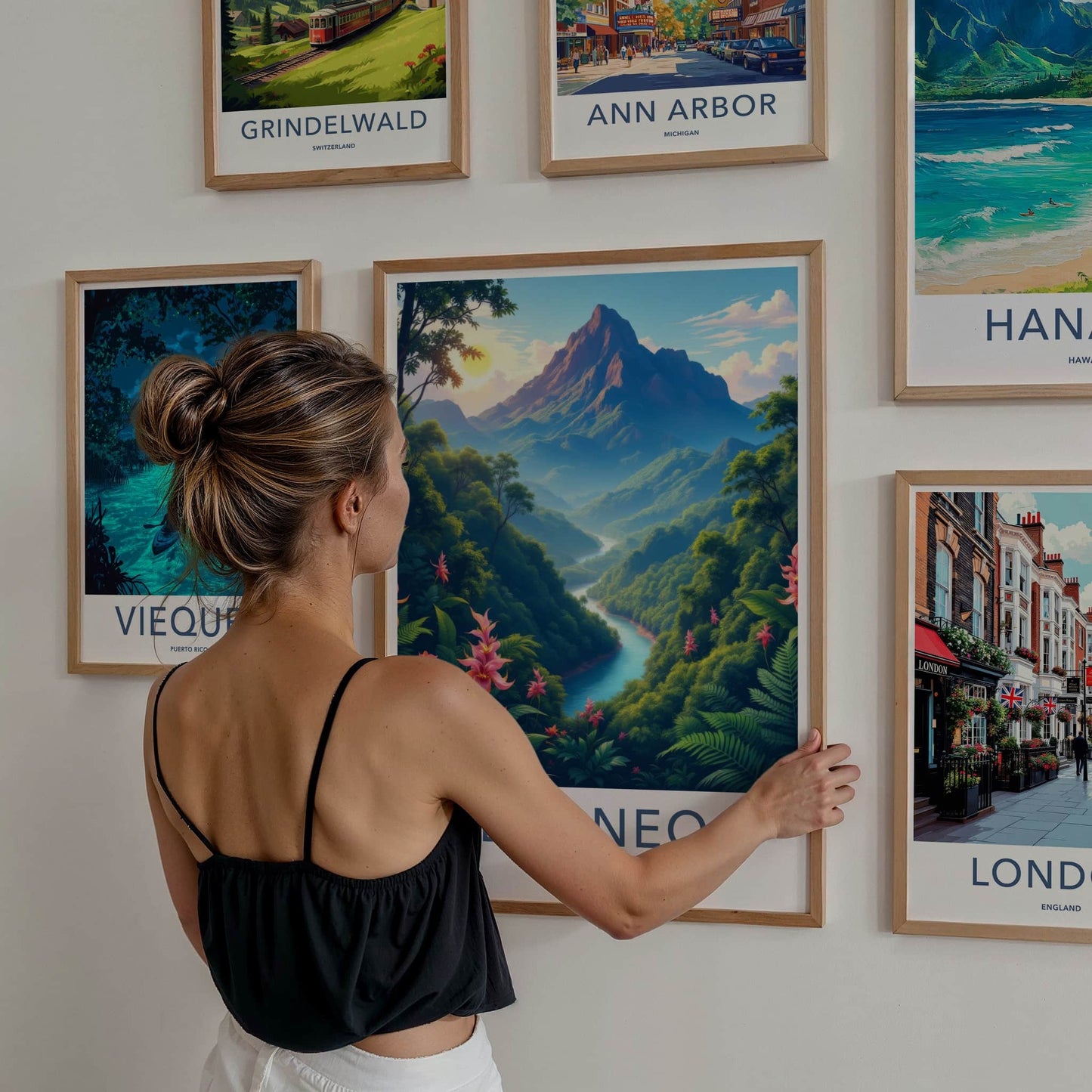 Borneo Poster - Malaysia Travel Art - Lush Mountain River Home Decor