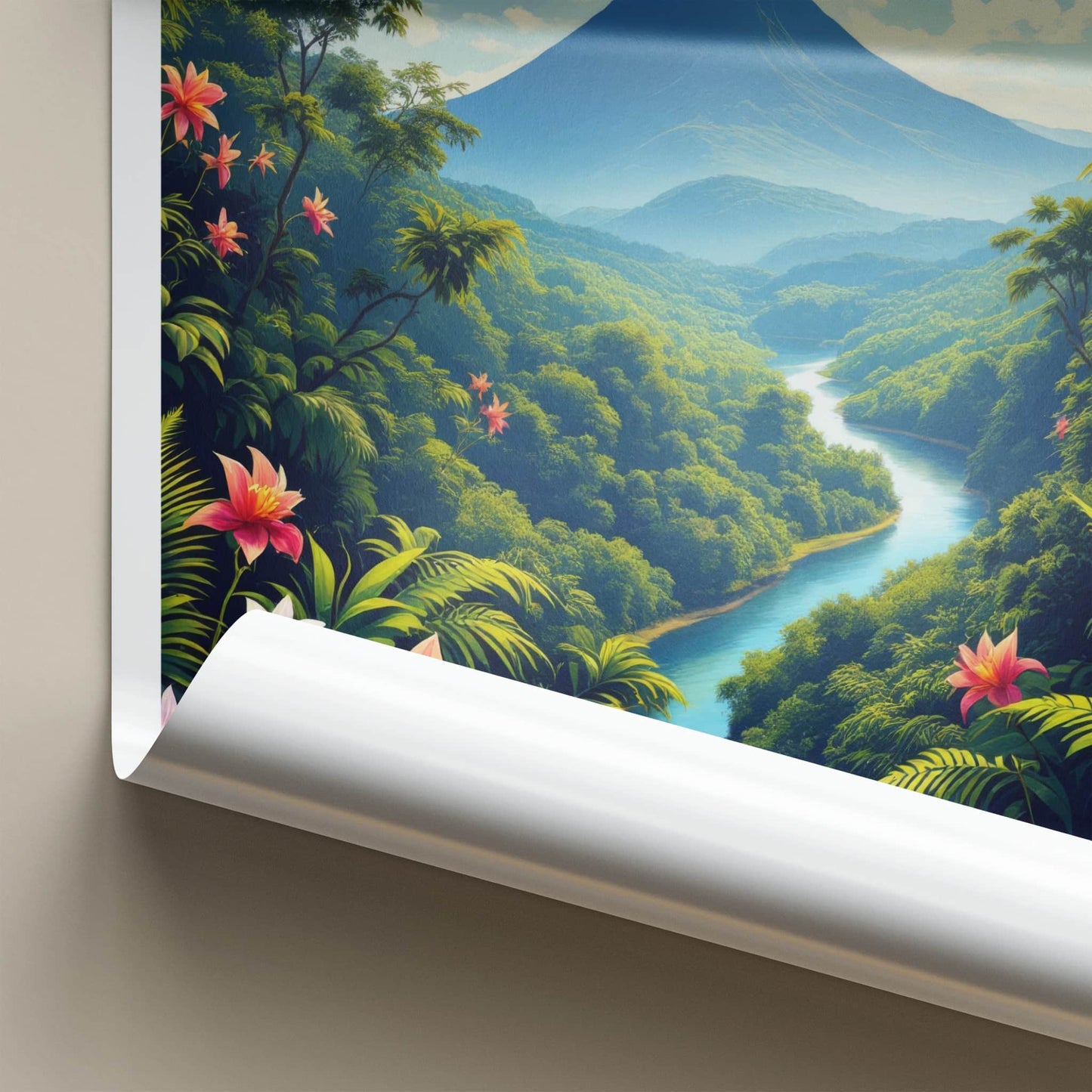 Borneo Poster - Malaysia Travel Art - Majestic Mountain River Home Decor