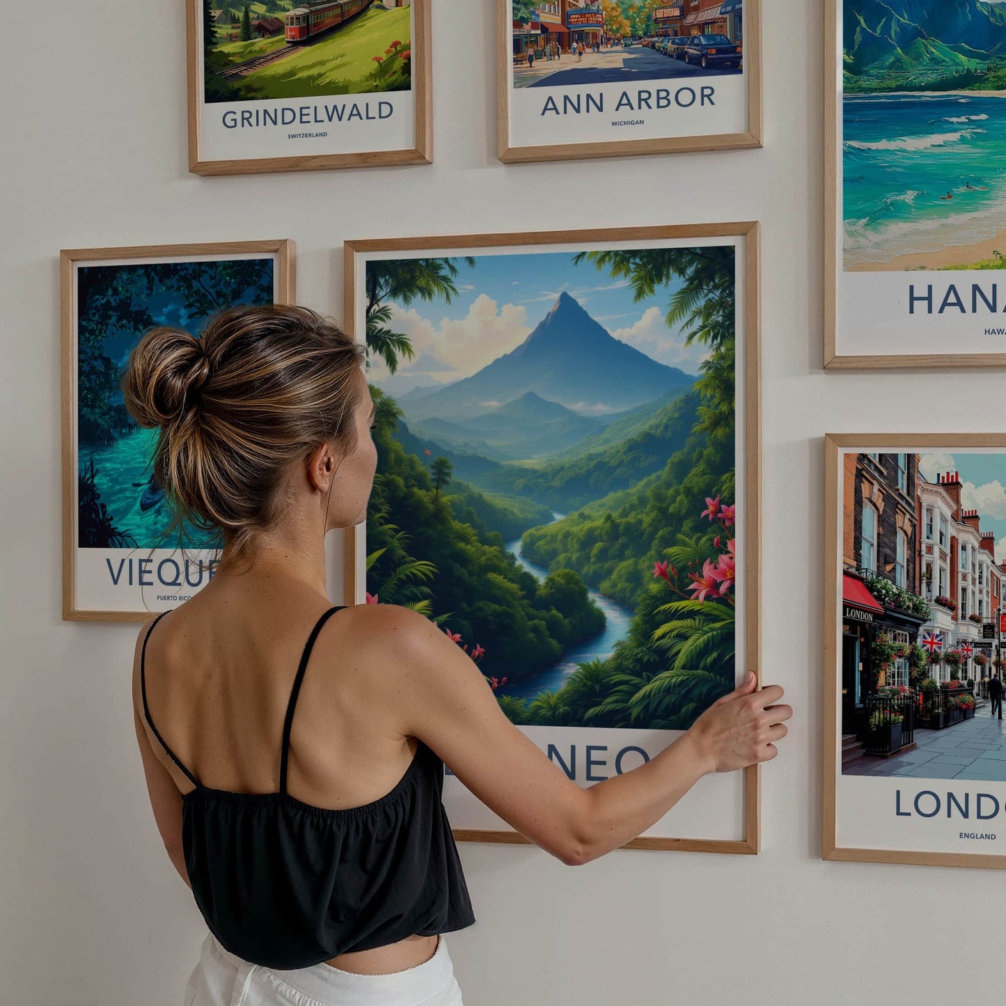 Borneo Poster - Malaysia Travel Art - Majestic River Peaks Home Decor