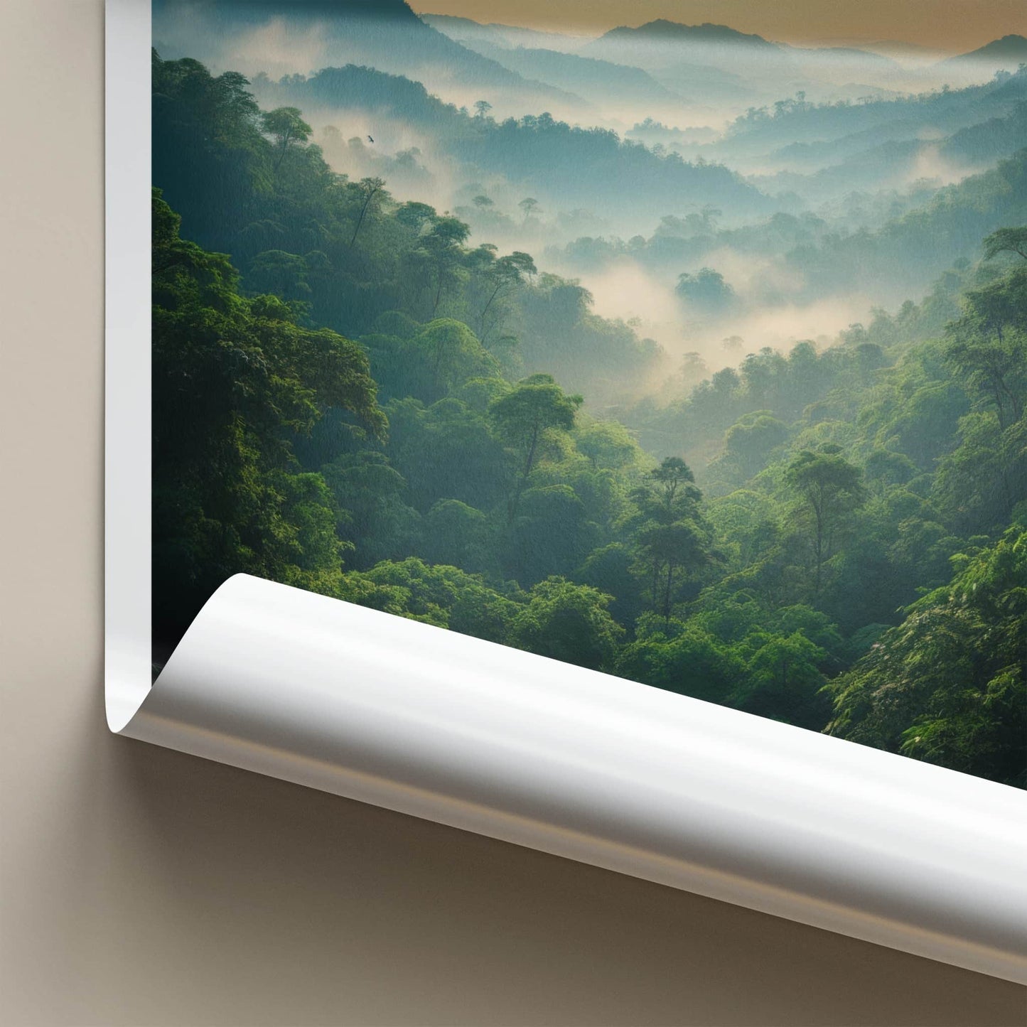 Borneo Poster - Malaysia Travel Art - Misty Jungle Peaks Home Decor
