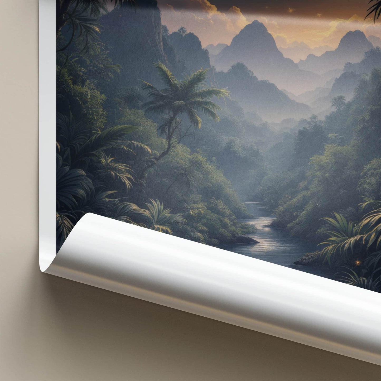 Borneo Poster - Malaysia Wall Art - Moonlit Jungle Stream Home Decor