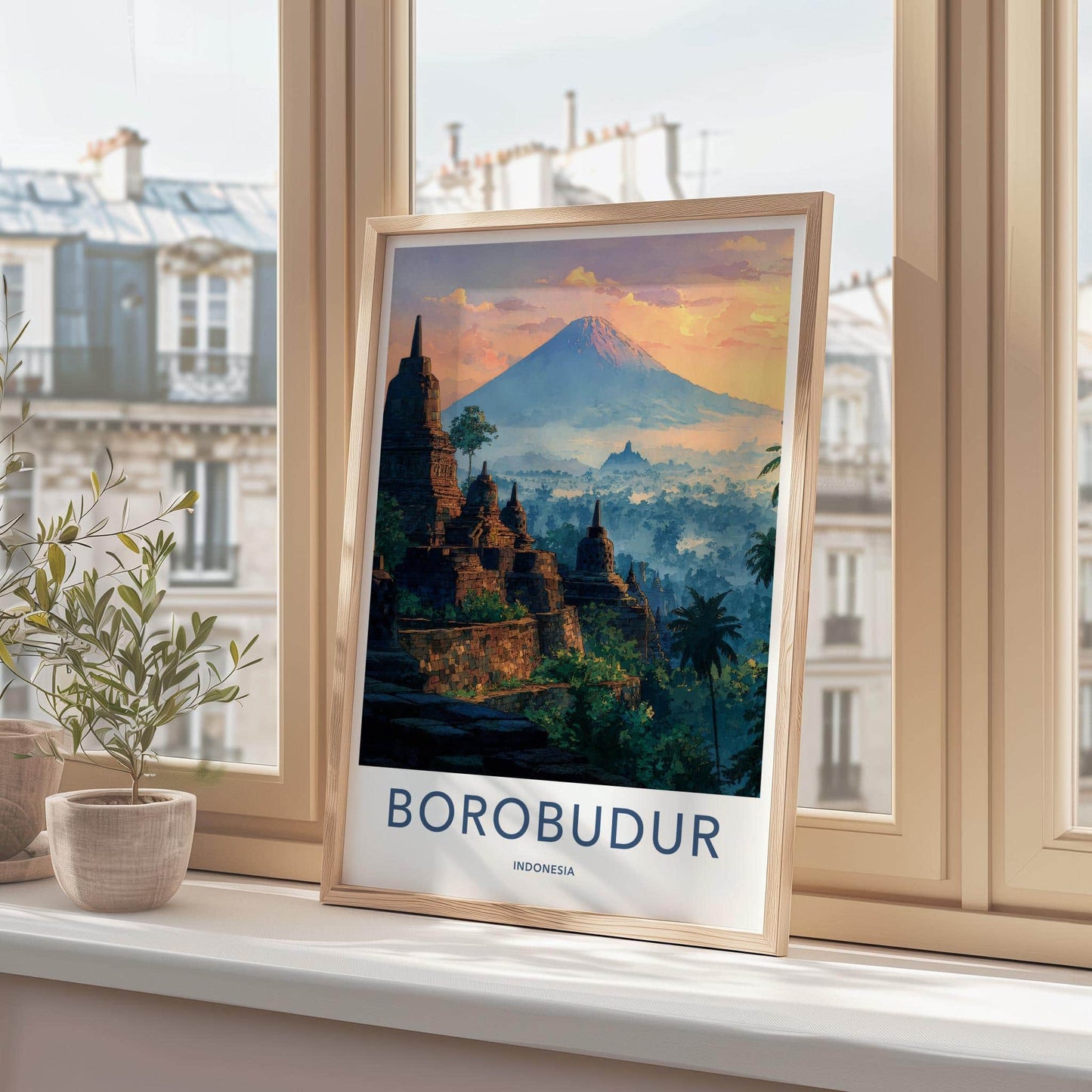 Borobudur Poster - Indonesia Travel Art - Ancient Temple Vista Home Decor
