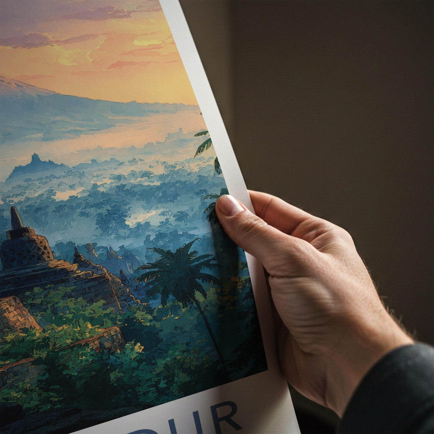 Borobudur Poster - Indonesia Travel Art - Ancient Temple Vista Home Decor