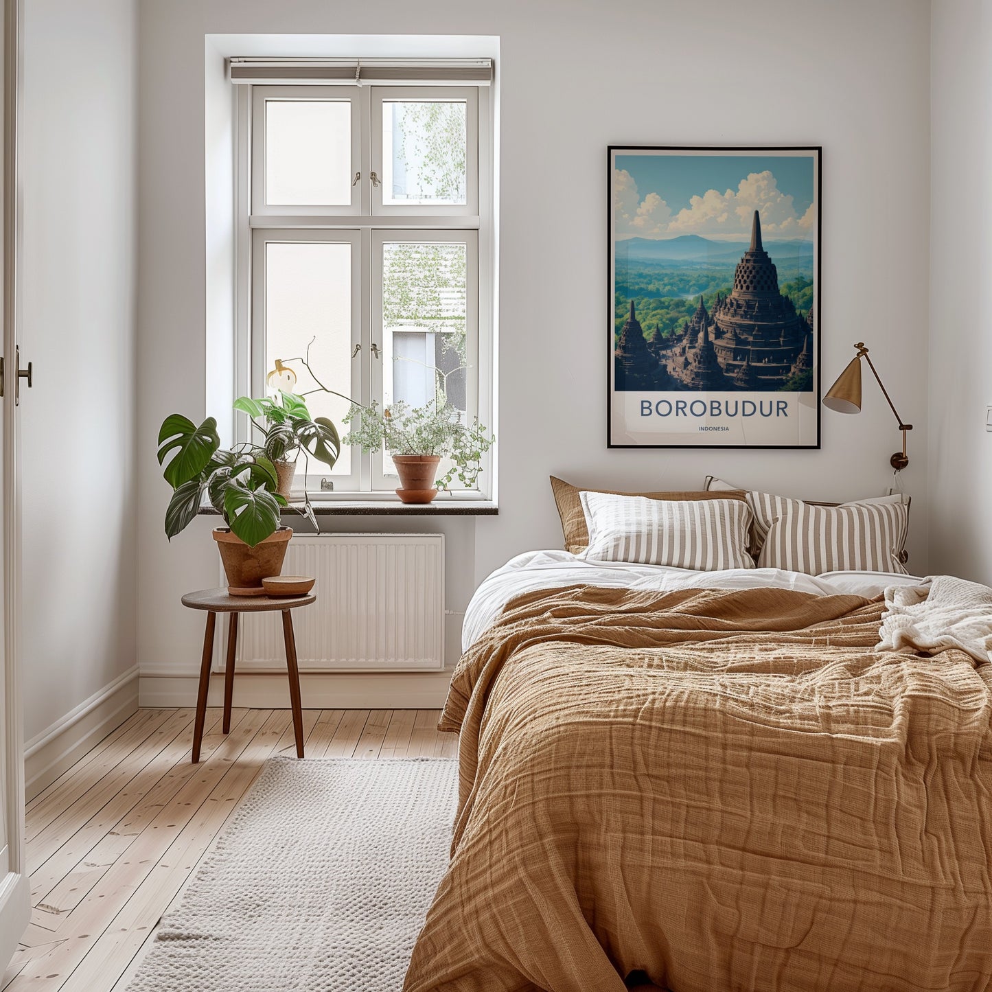 Borobudur Poster - Indonesia Travel Art - Buddhist Temple Complex Home Decor