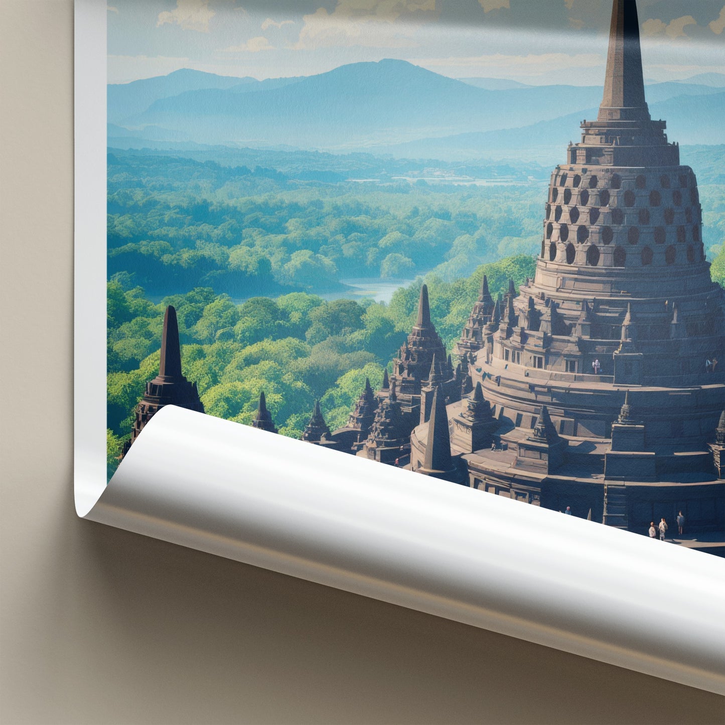 Borobudur Poster - Indonesia Travel Art - Buddhist Temple Complex Home Decor