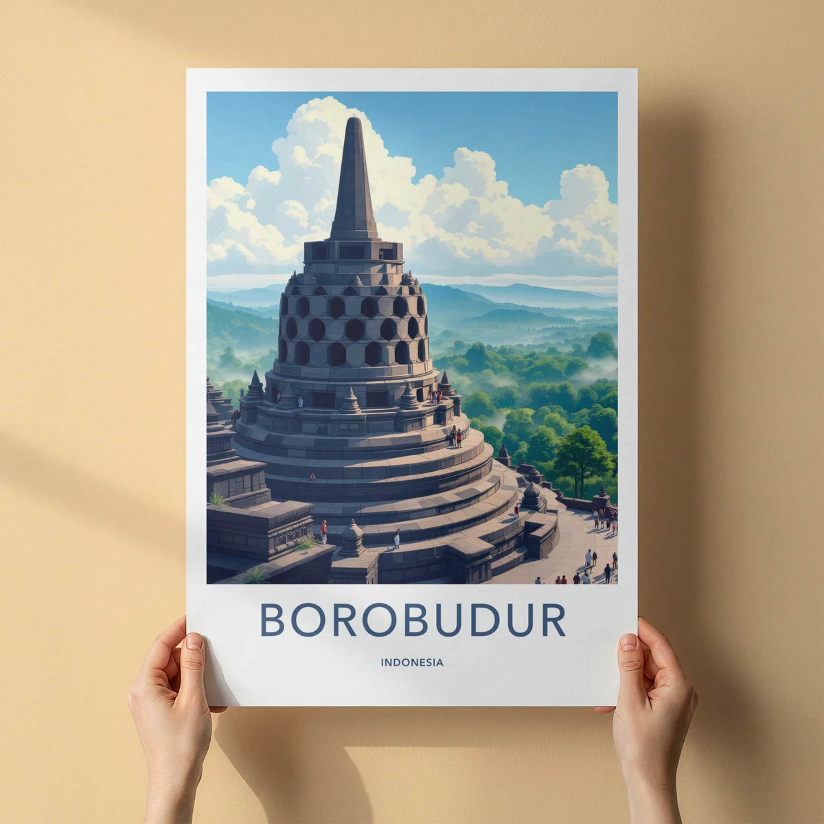 Borobudur Poster - Indonesia Wall Art - Ancient Temple Vista Home Decor