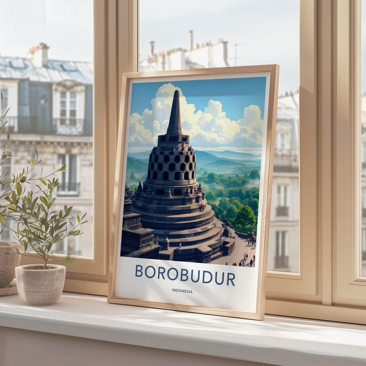 Borobudur Poster - Indonesia Wall Art - Ancient Temple Vista Home Decor