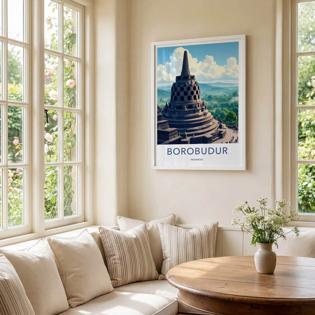 Borobudur Poster - Indonesia Wall Art - Ancient Temple Vista Home Decor