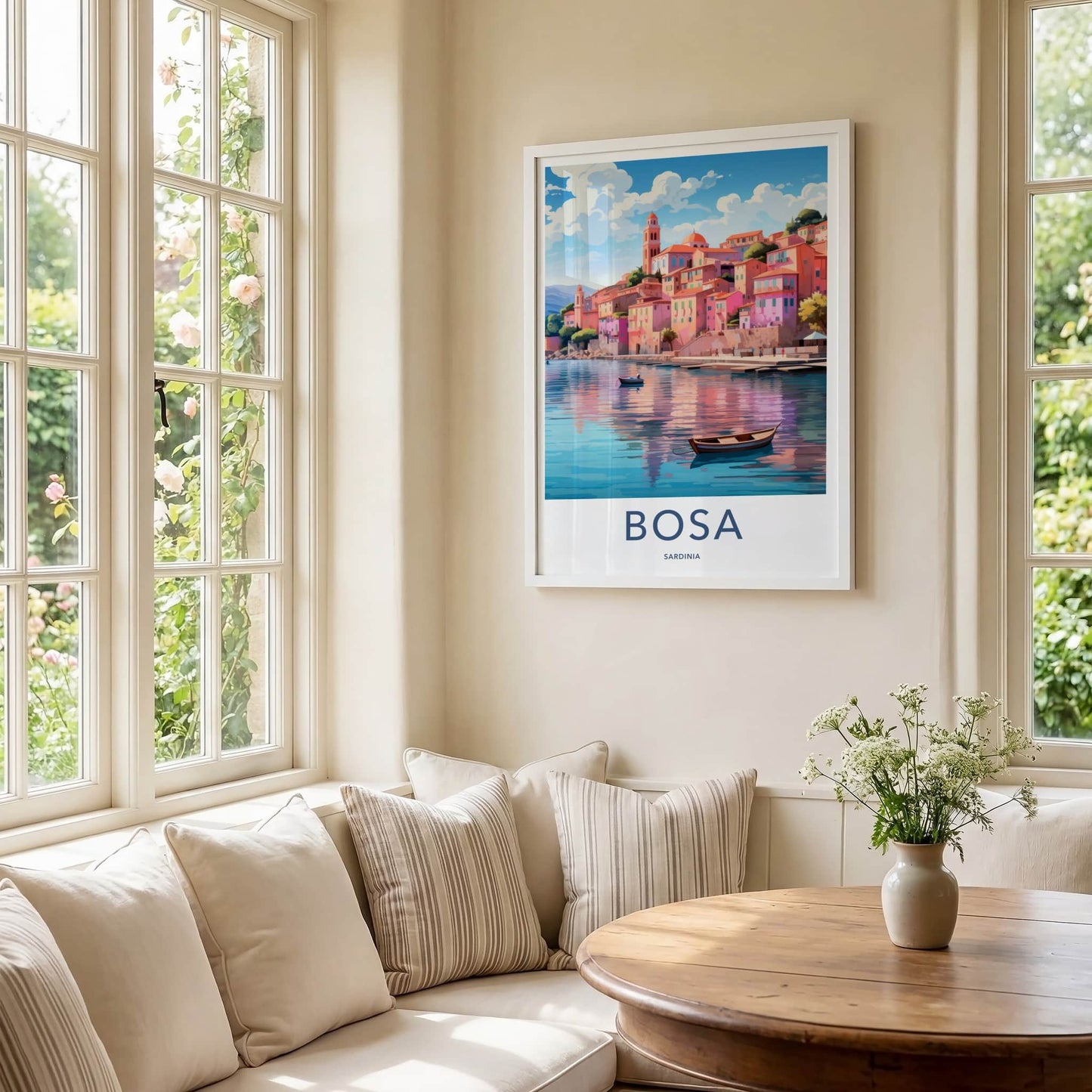 Bosa Poster - Italy Travel Art - Vibrant Coastal Town Home Decor