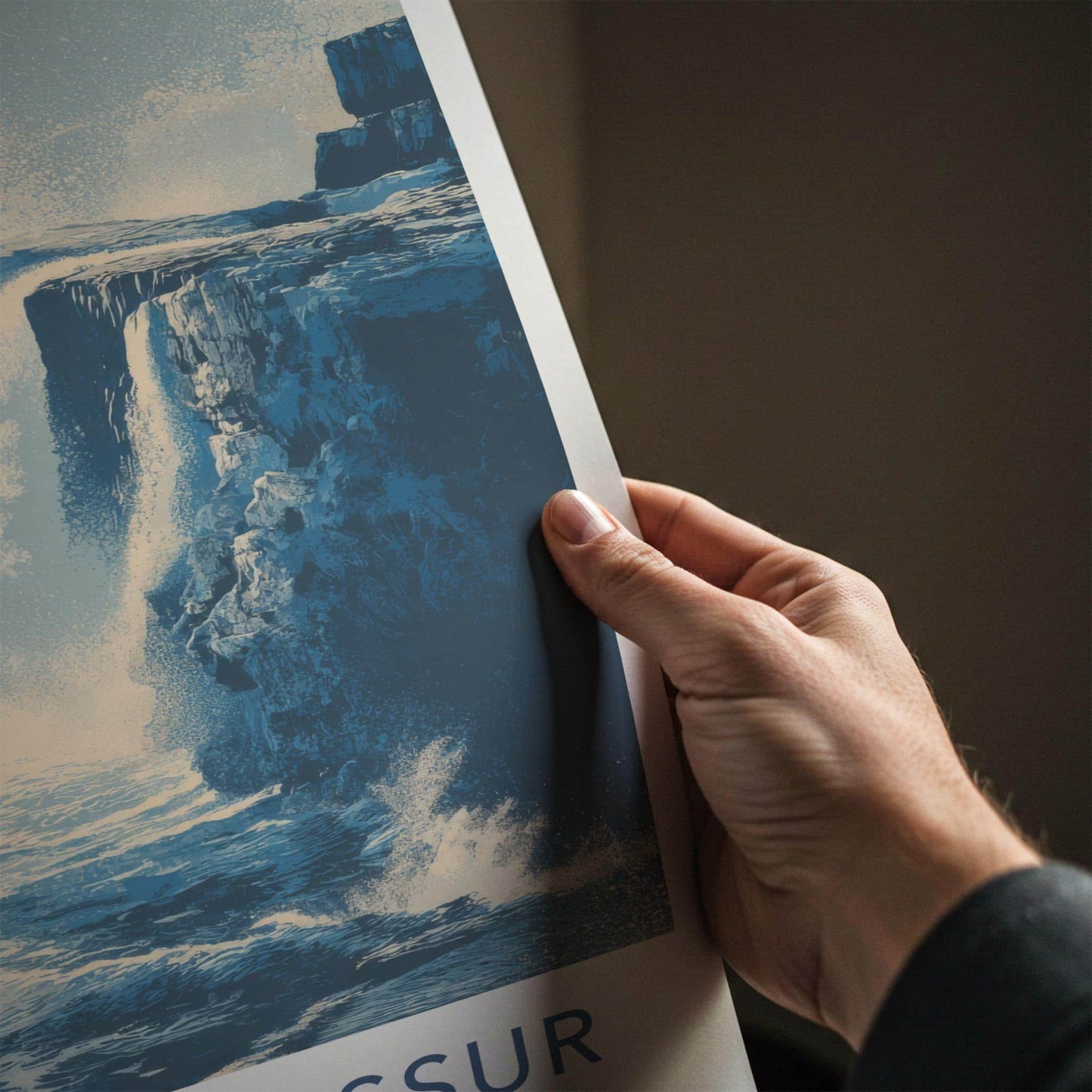 Bosdalafossur Poster - Faroe Islands Travel Print - Wild Ocean Room Decor
