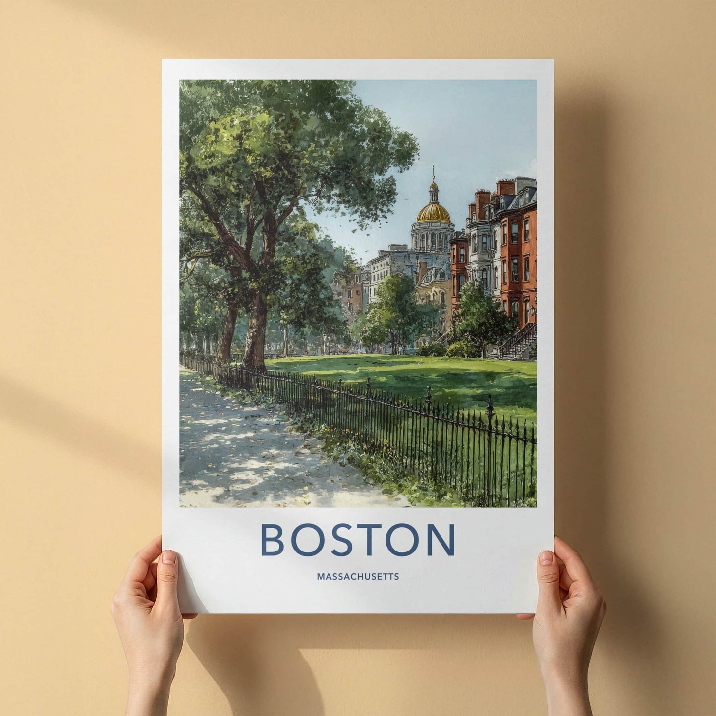 Boston Poster - Massachusetts Fine Art - Golden Dome Home Decor
