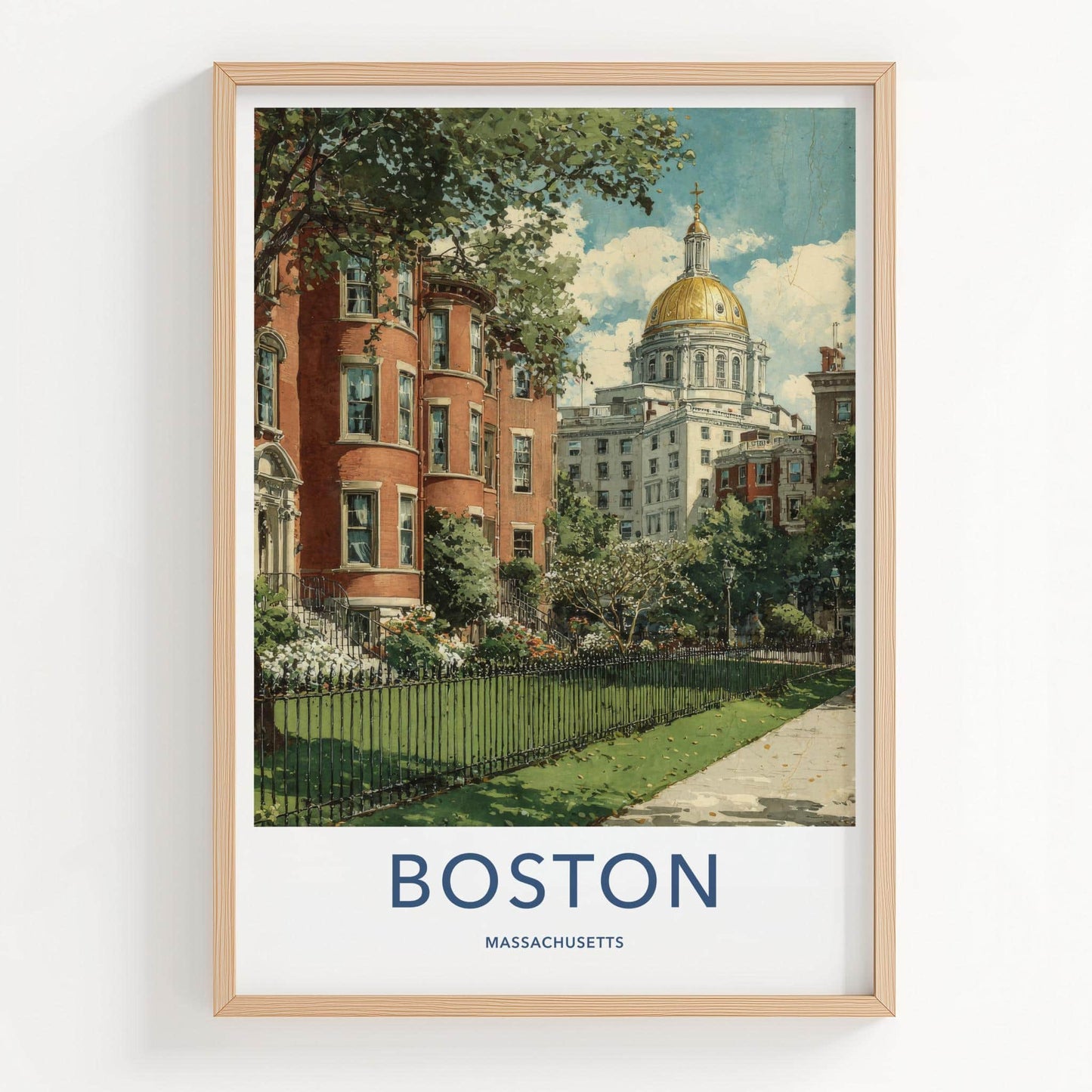Boston Poster - Massachusetts Scenic Art - Historic Golden Dome Wall Decor