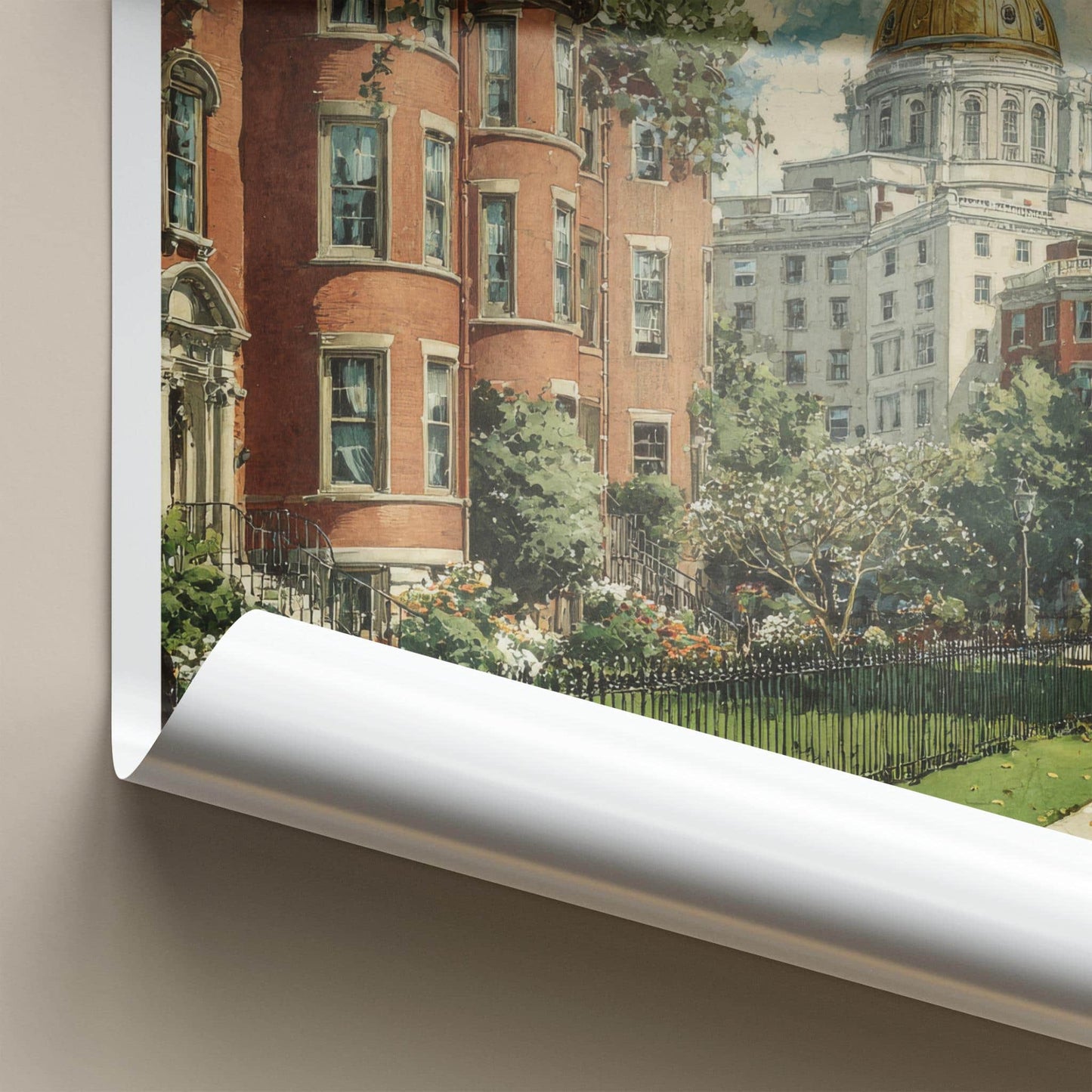 Boston Poster - Massachusetts Scenic Art - Historic Golden Dome Wall Decor