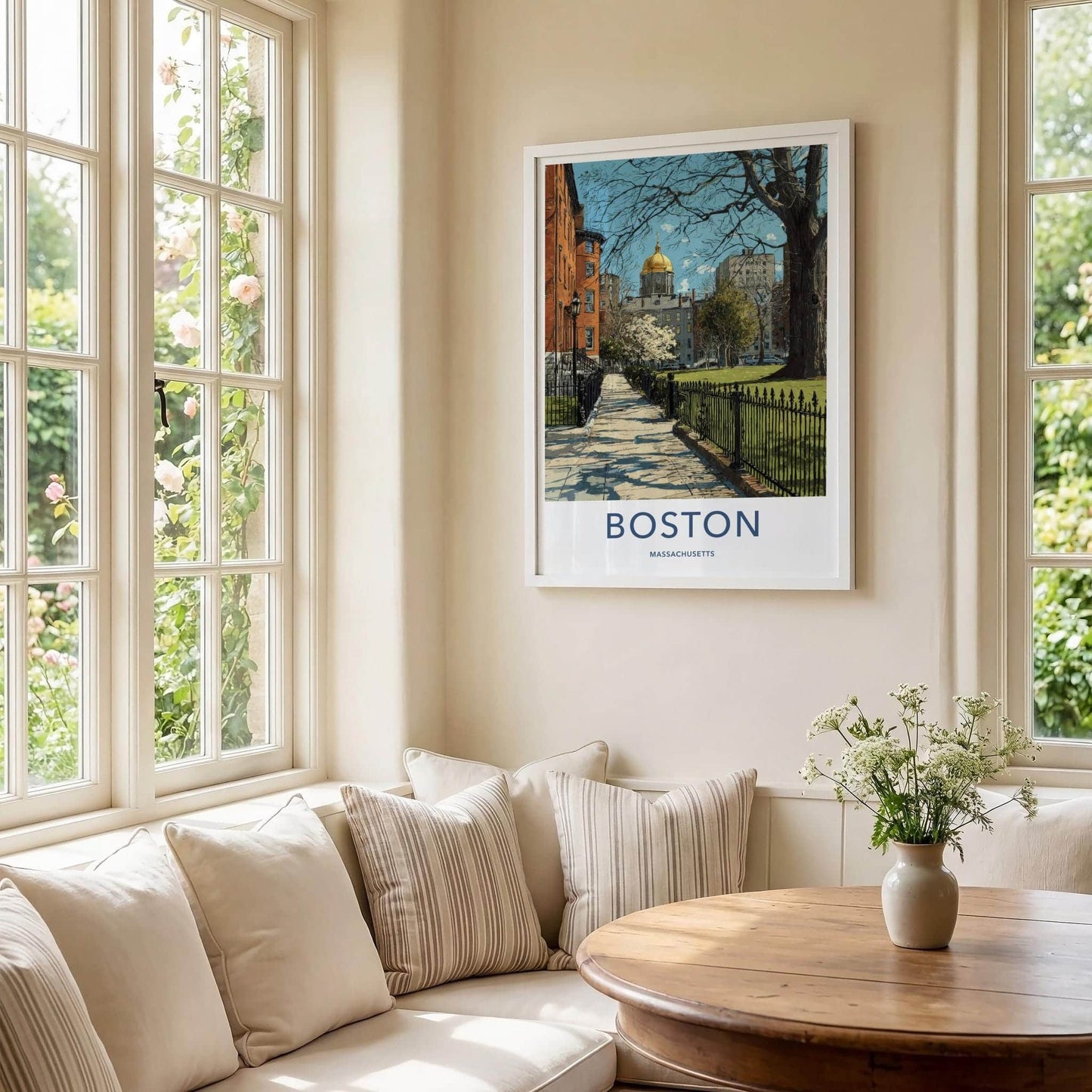 Boston Poster - Massachusetts Travel Art - Historic park view Wall Decor