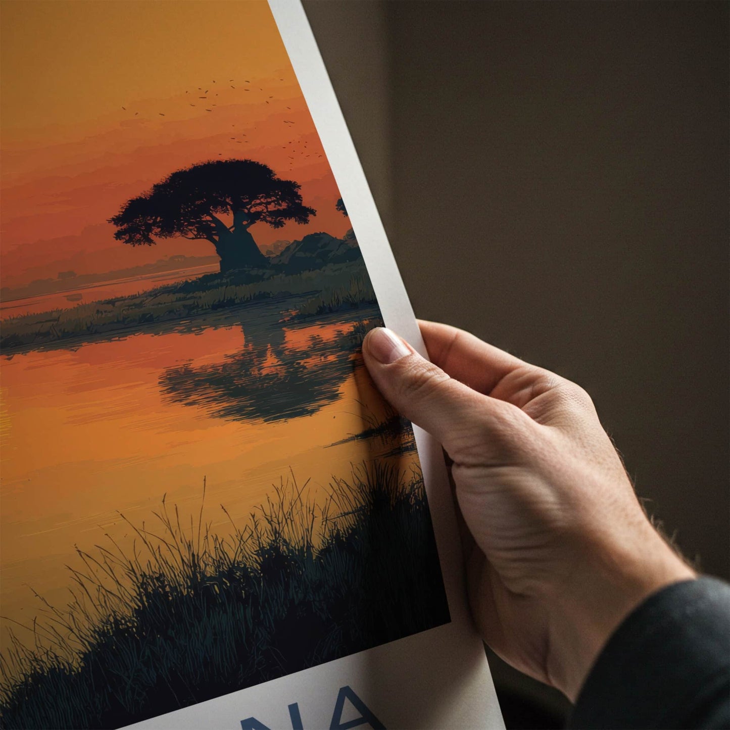 Botswana Poster - Africa Framed Print - Orange Sky Paddlers Framed Decor