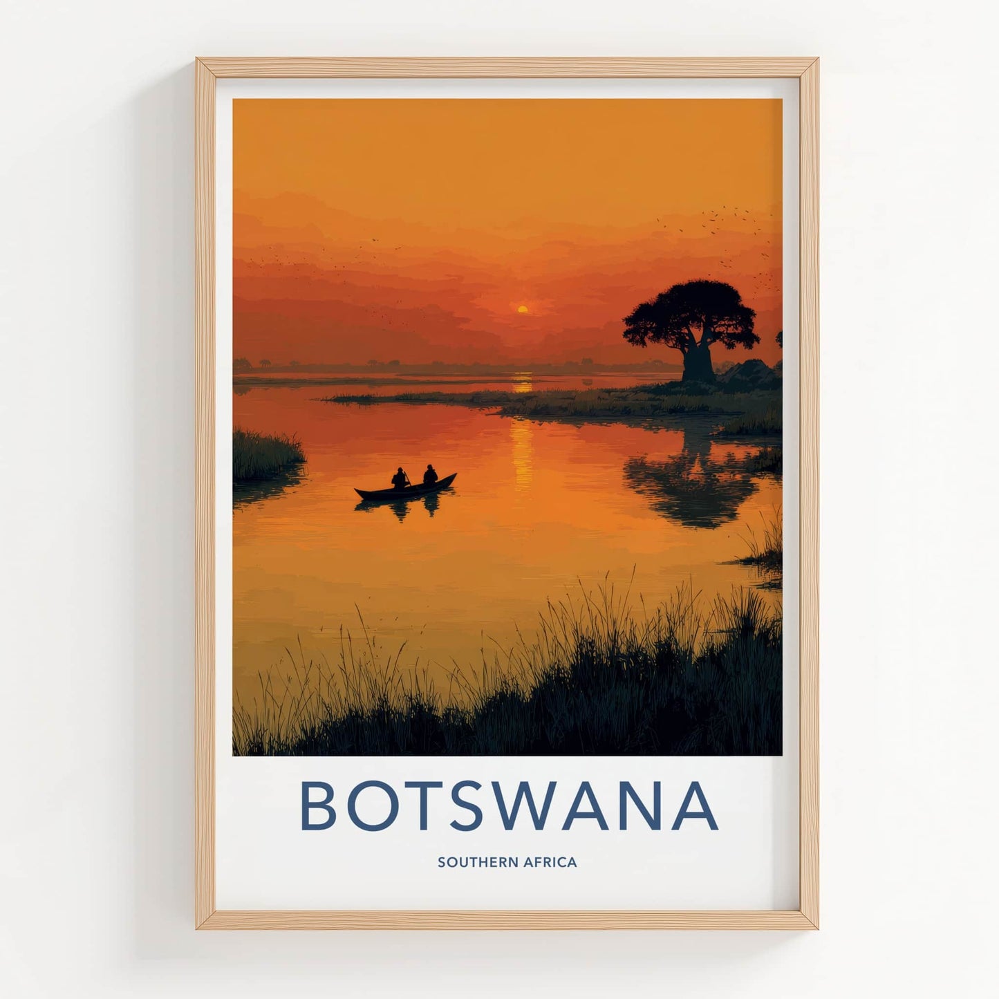 Botswana Poster - Africa Framed Print - Orange Sky Paddlers Framed Decor