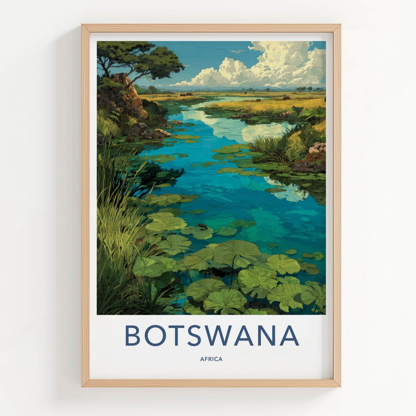 Botswana Poster - Africa Travel Art - Okavango Delta River Home Decor
