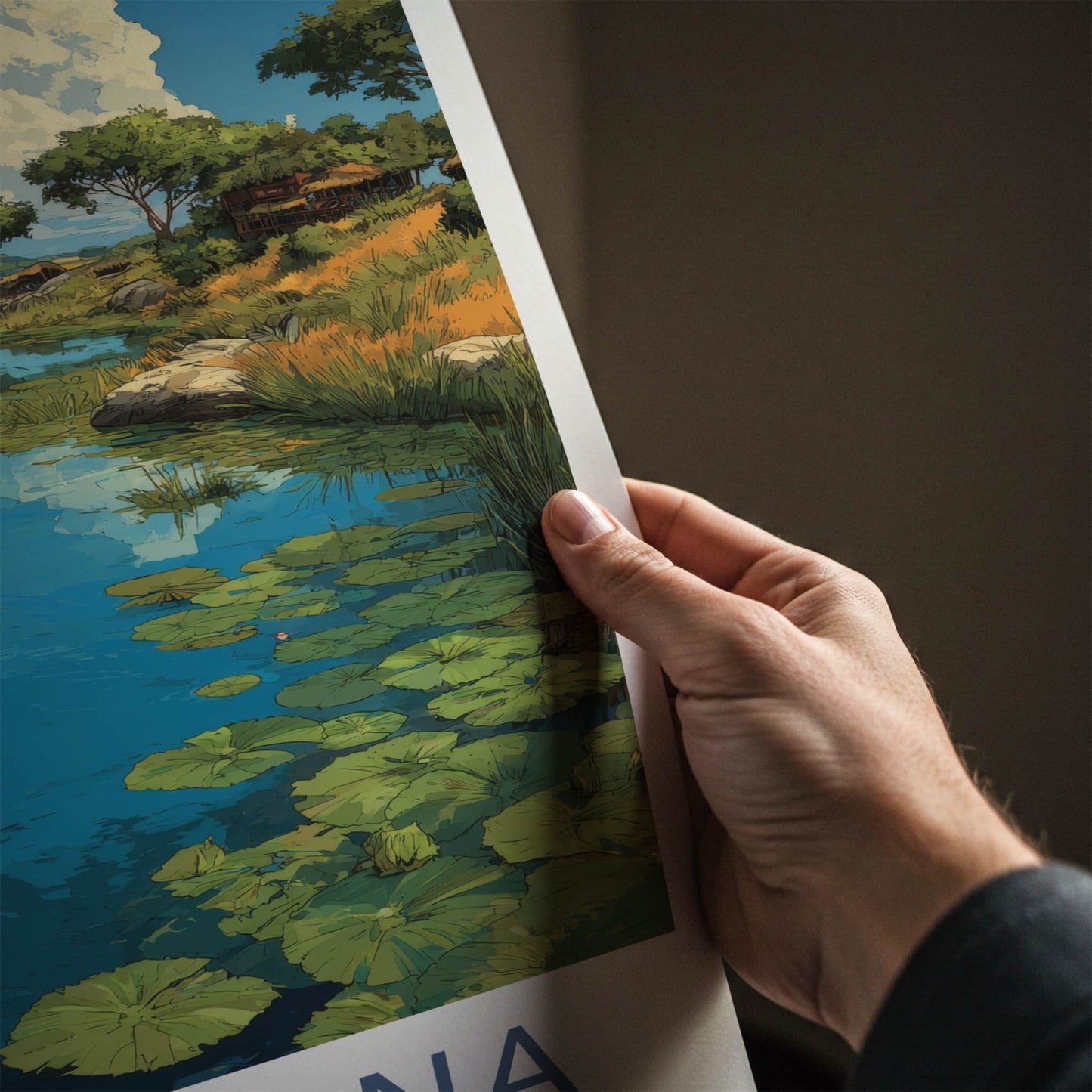 Botswana Poster - Africa Wall Art - Lush Watery Landscape Home Decor