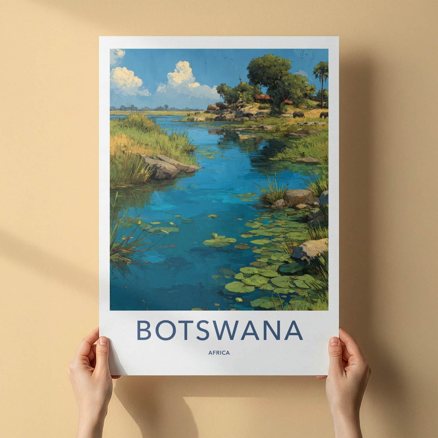 Botswana Poster - River Delta Travel Print - African Landscape Home Decor