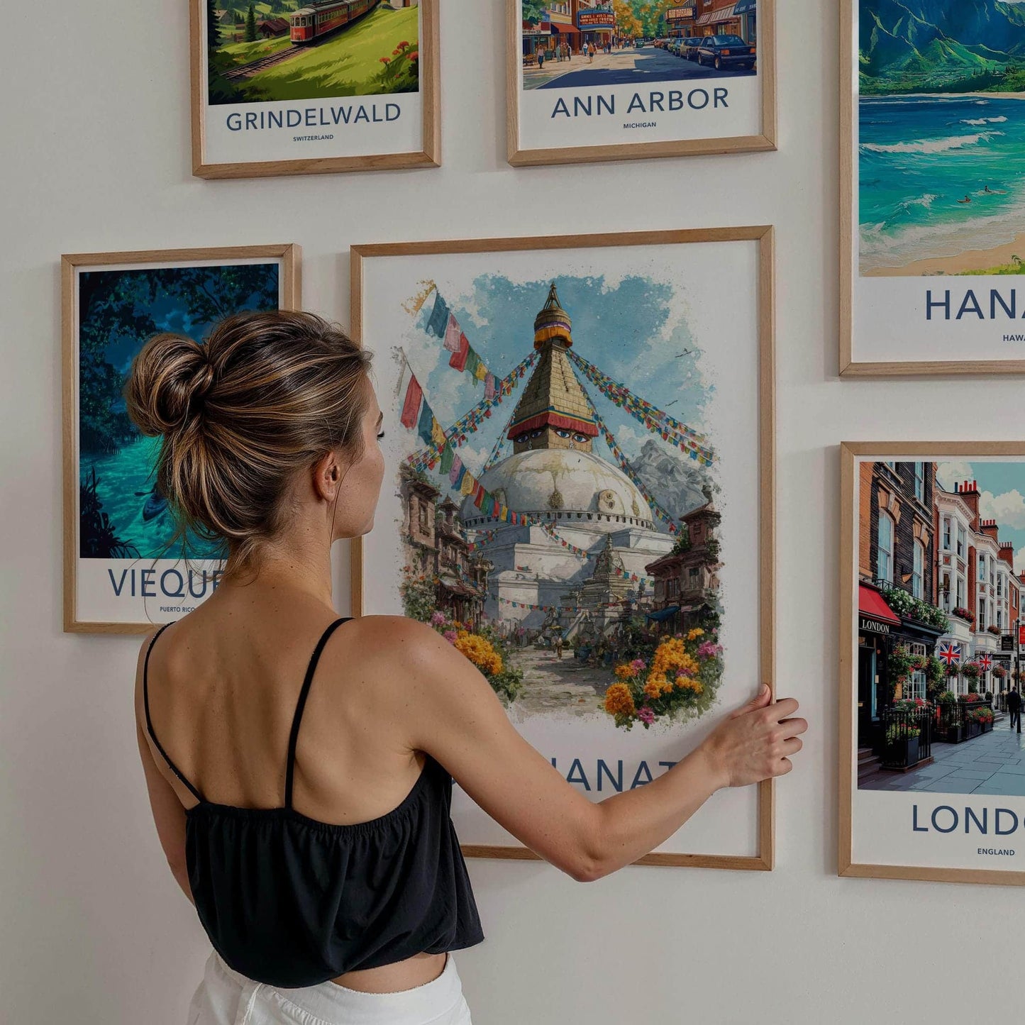 Boudhanath Poster - Nepal Travel Art - Sacred Stupa Flags Home Decor
