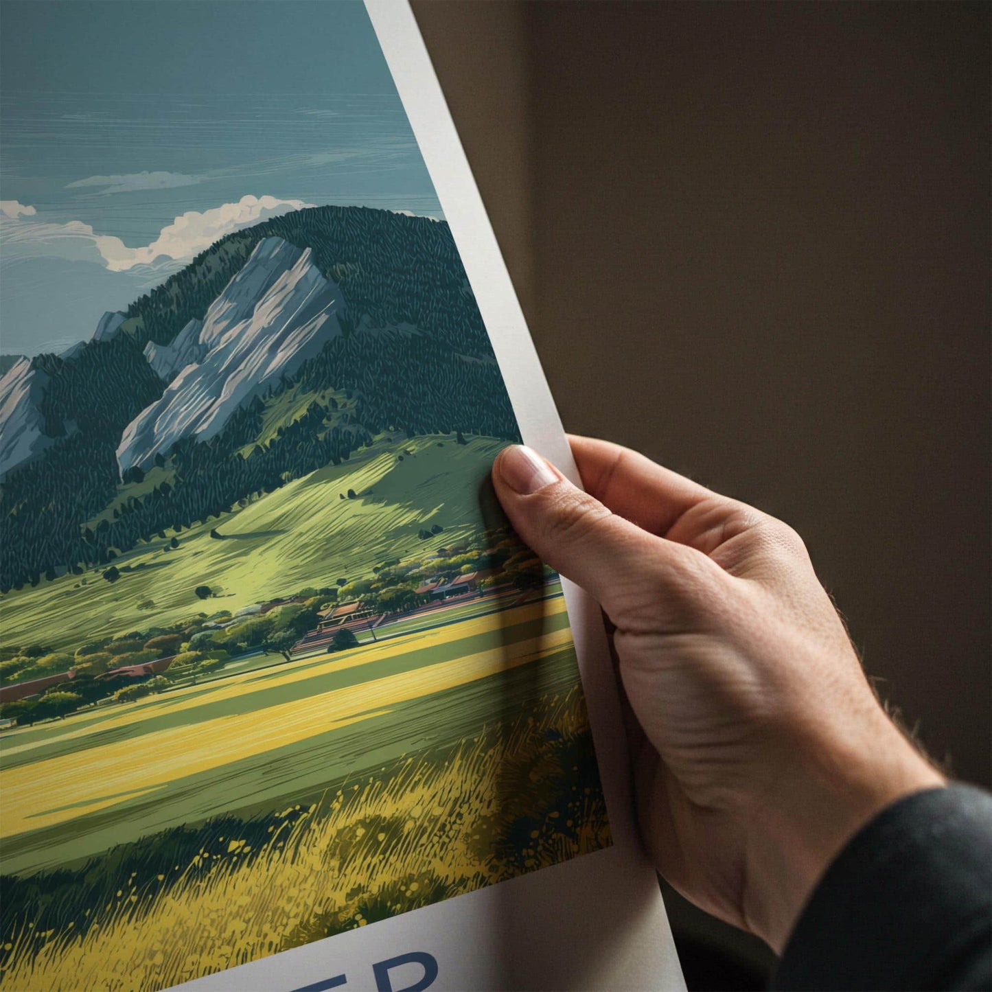 Boulder Poster - Colorado Wall Art - Flatirons Green Hills Home Decor