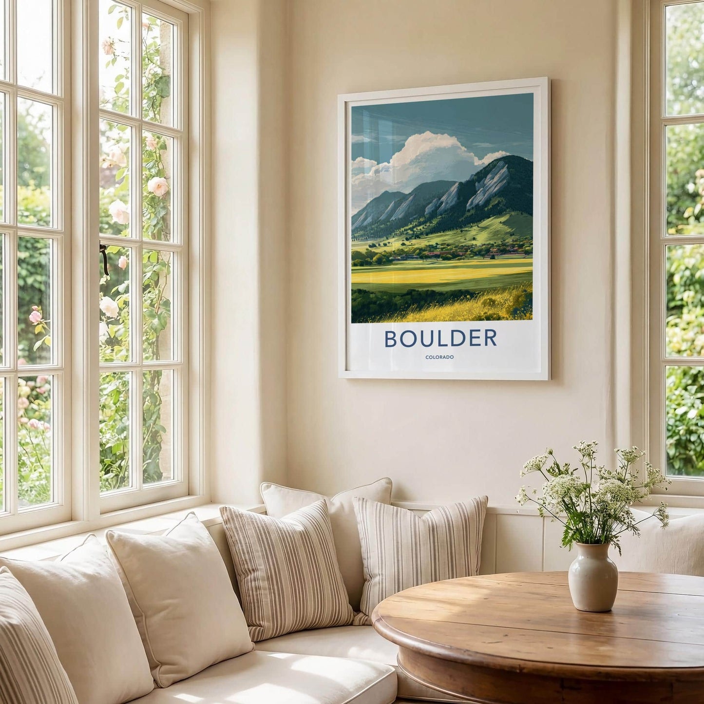 Boulder Poster - Colorado Wall Art - Flatirons Green Hills Home Decor