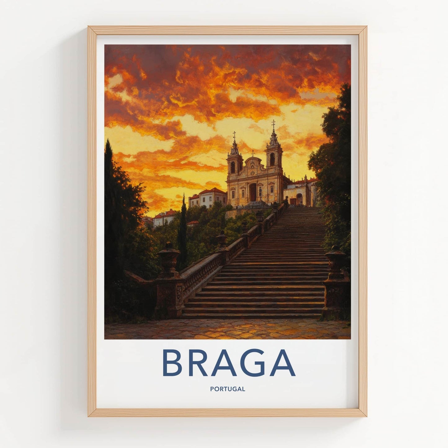 Braga Poster - Portugal Wall Art - Grand Stairway Church Home Decor