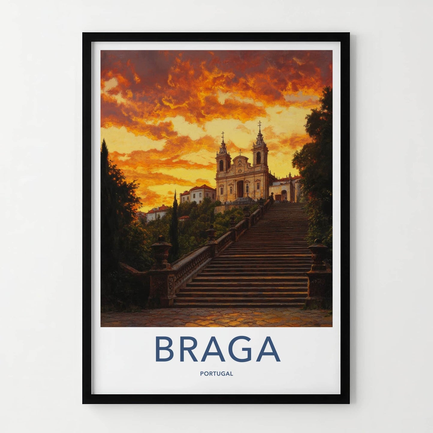 Braga Poster - Portugal Wall Art - Grand Stairway Church Home Decor