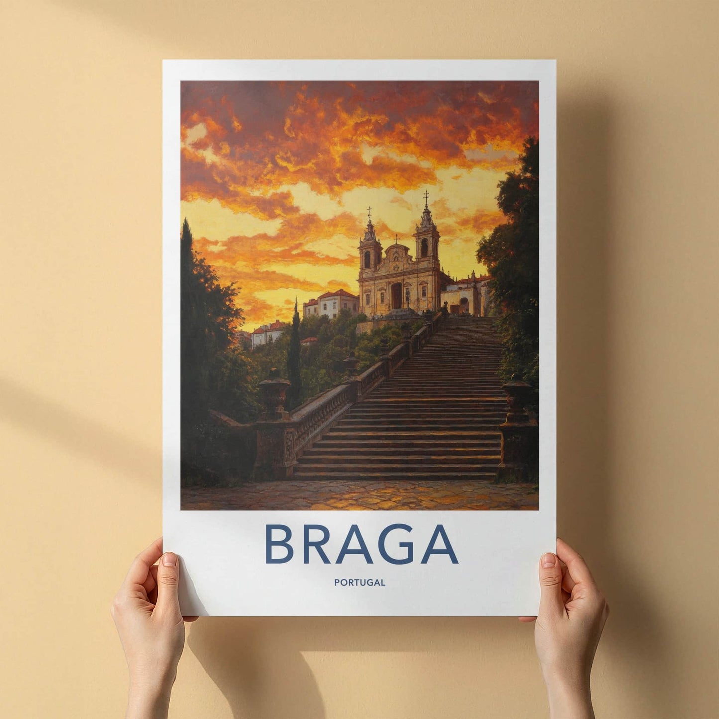 Braga Poster - Portugal Wall Art - Grand Stairway Church Home Decor
