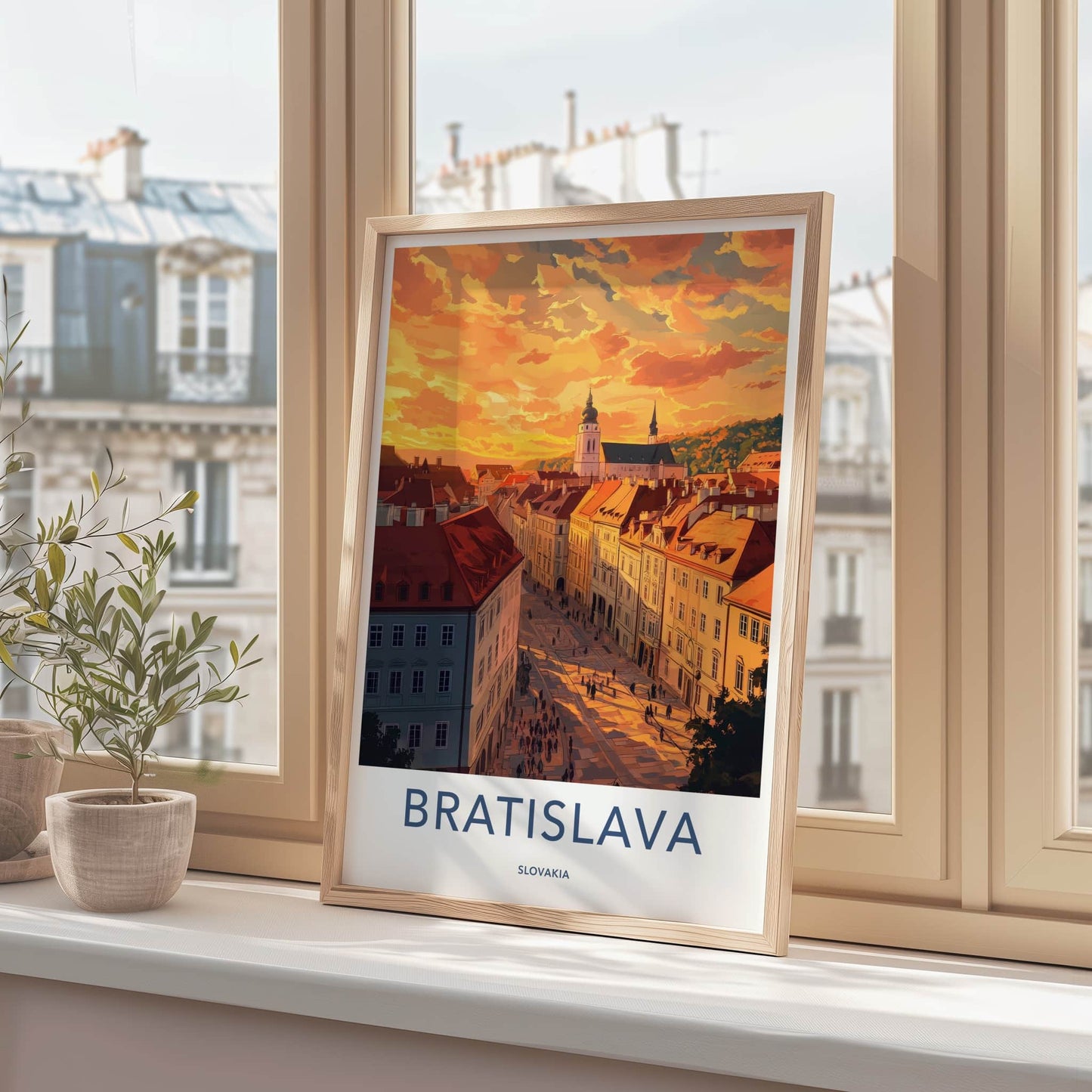 Bratislava Poster - Slovakia Travel Art - Sunset City Street Home Decor