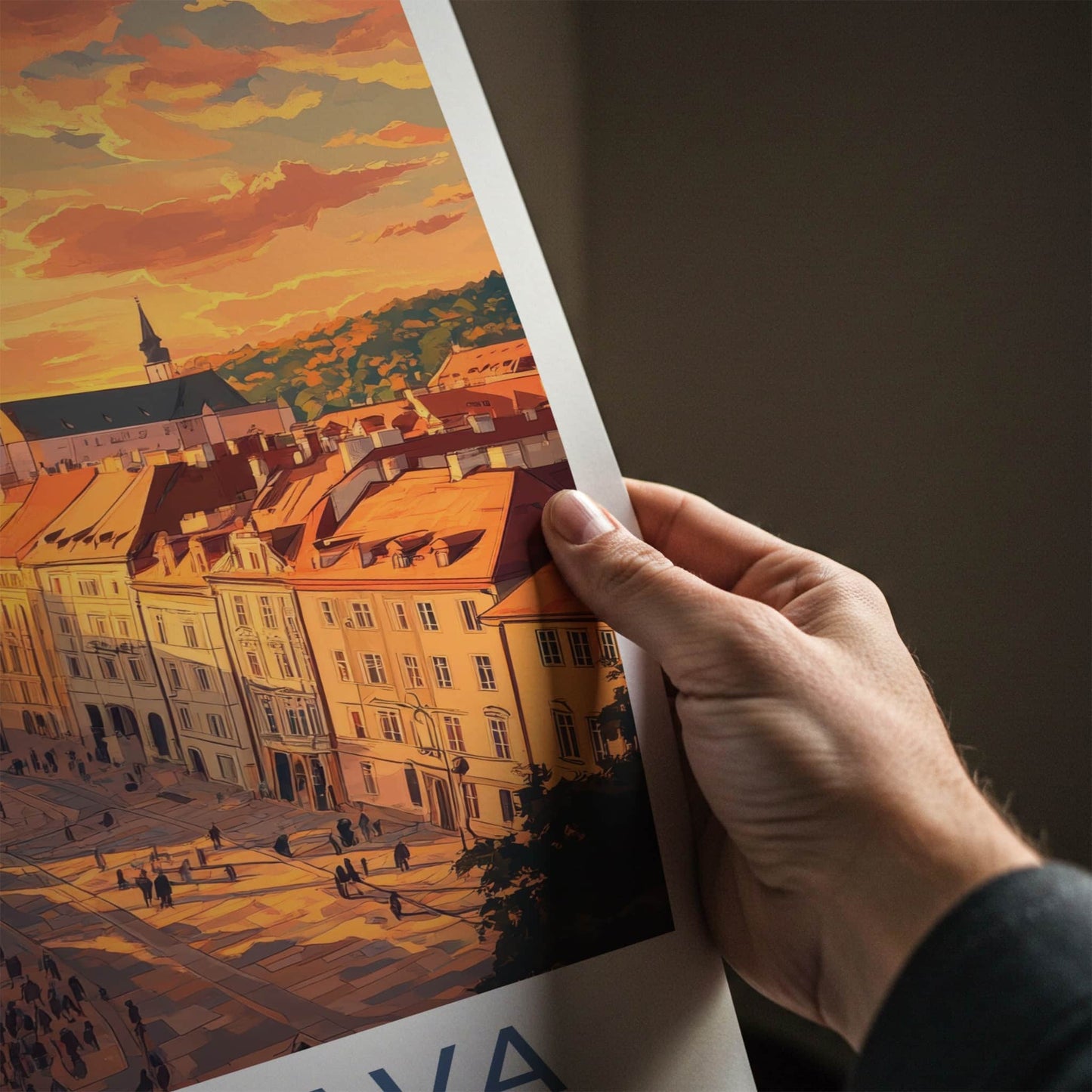 Bratislava Poster - Slovakia Travel Art - Sunset City Street Home Decor