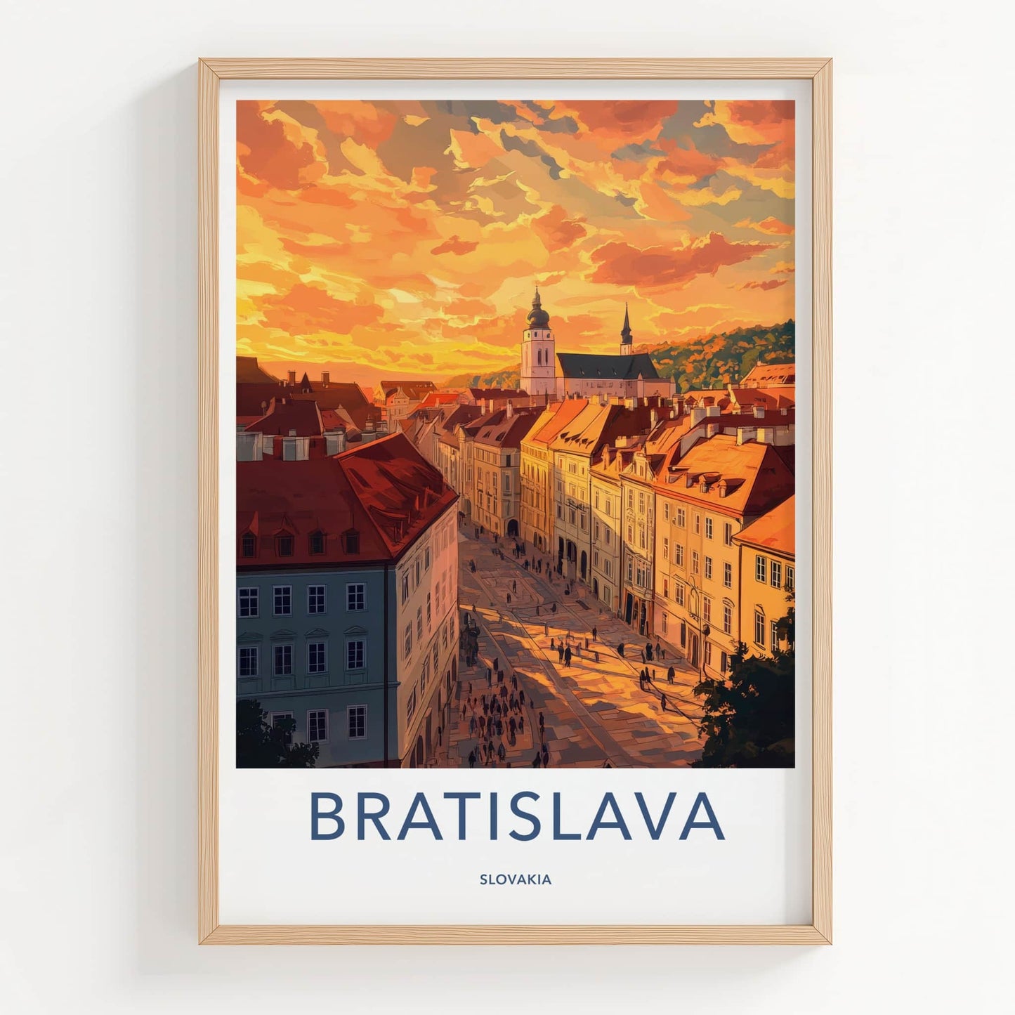 Bratislava Poster - Slovakia Travel Art - Sunset City Street Home Decor