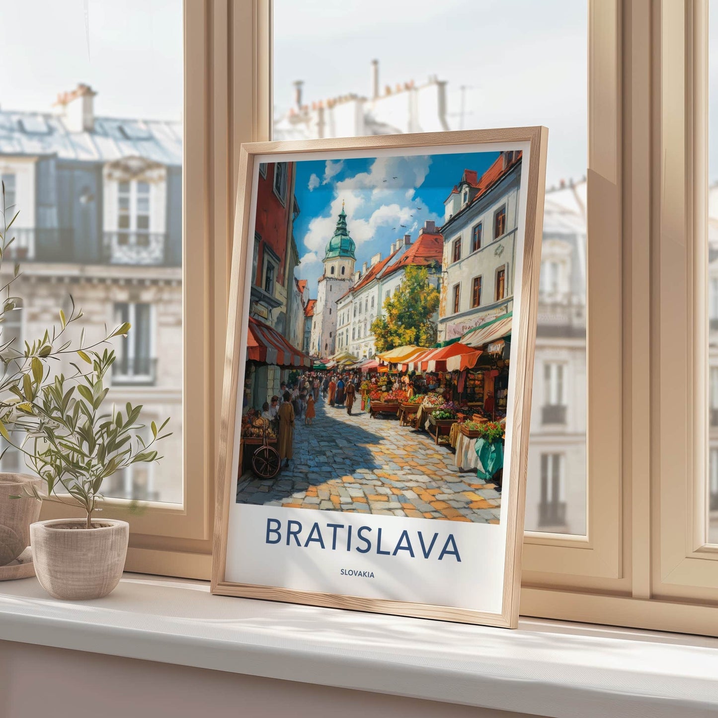 Bratislava Poster - Slovakia Travel Art - Vibrant Street Market Home Decor