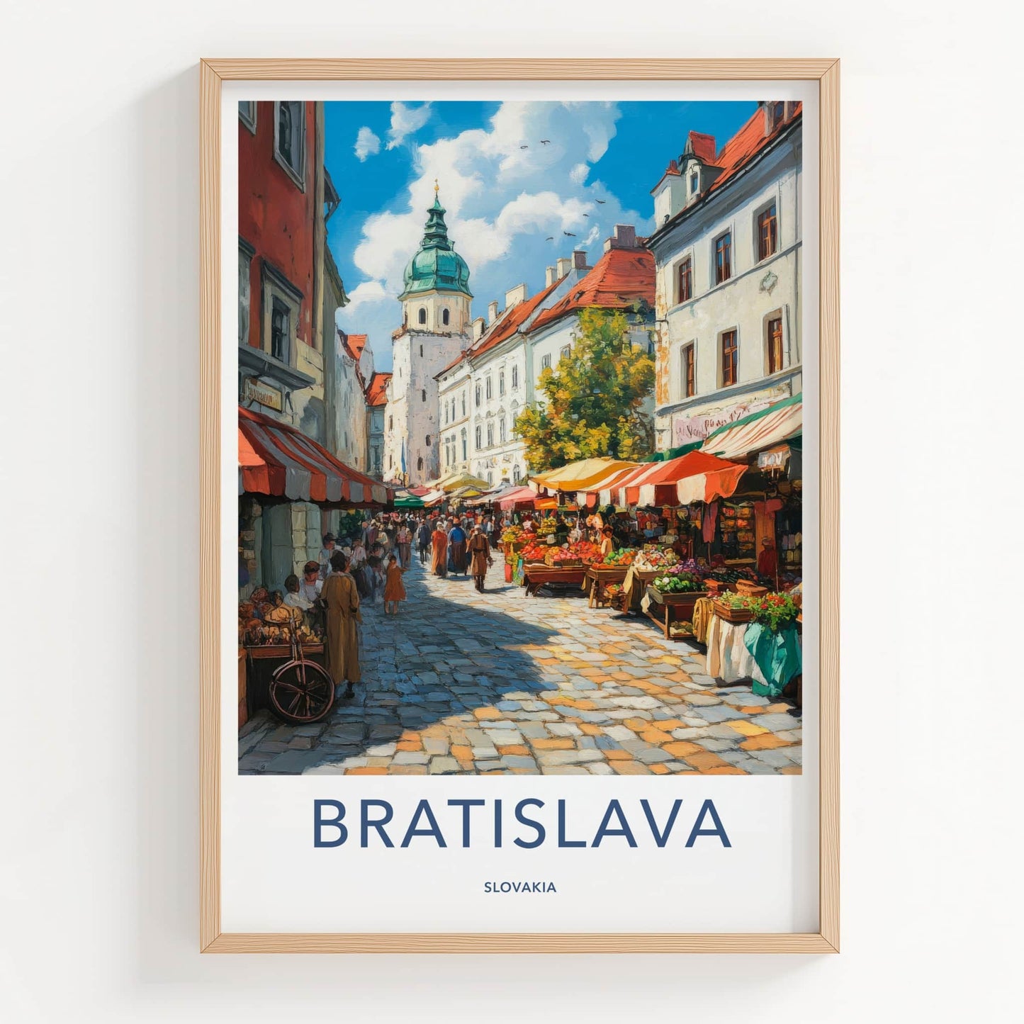 Bratislava Poster - Slovakia Travel Art - Vibrant Street Market Home Decor