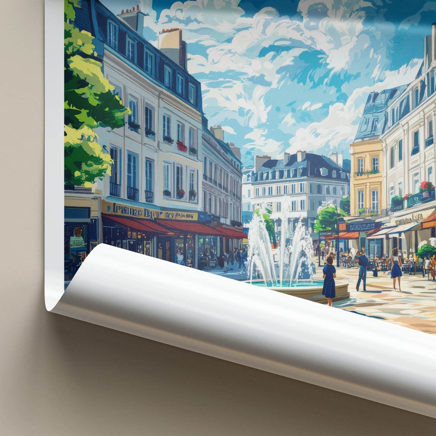 Brest Poster - France Travel Art - City Square Fountain Home Decor