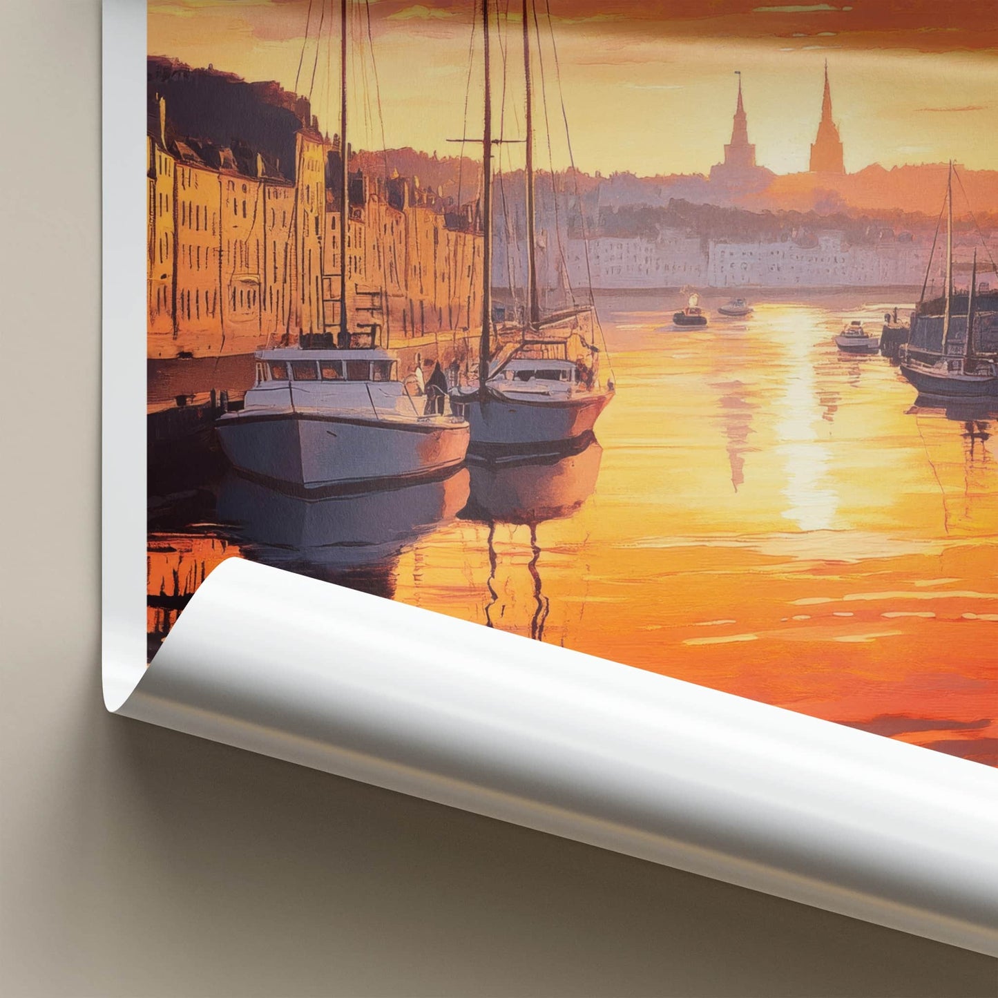 Brest Poster - France Travel Art - Harbor Sunset Reflections Wall Decor