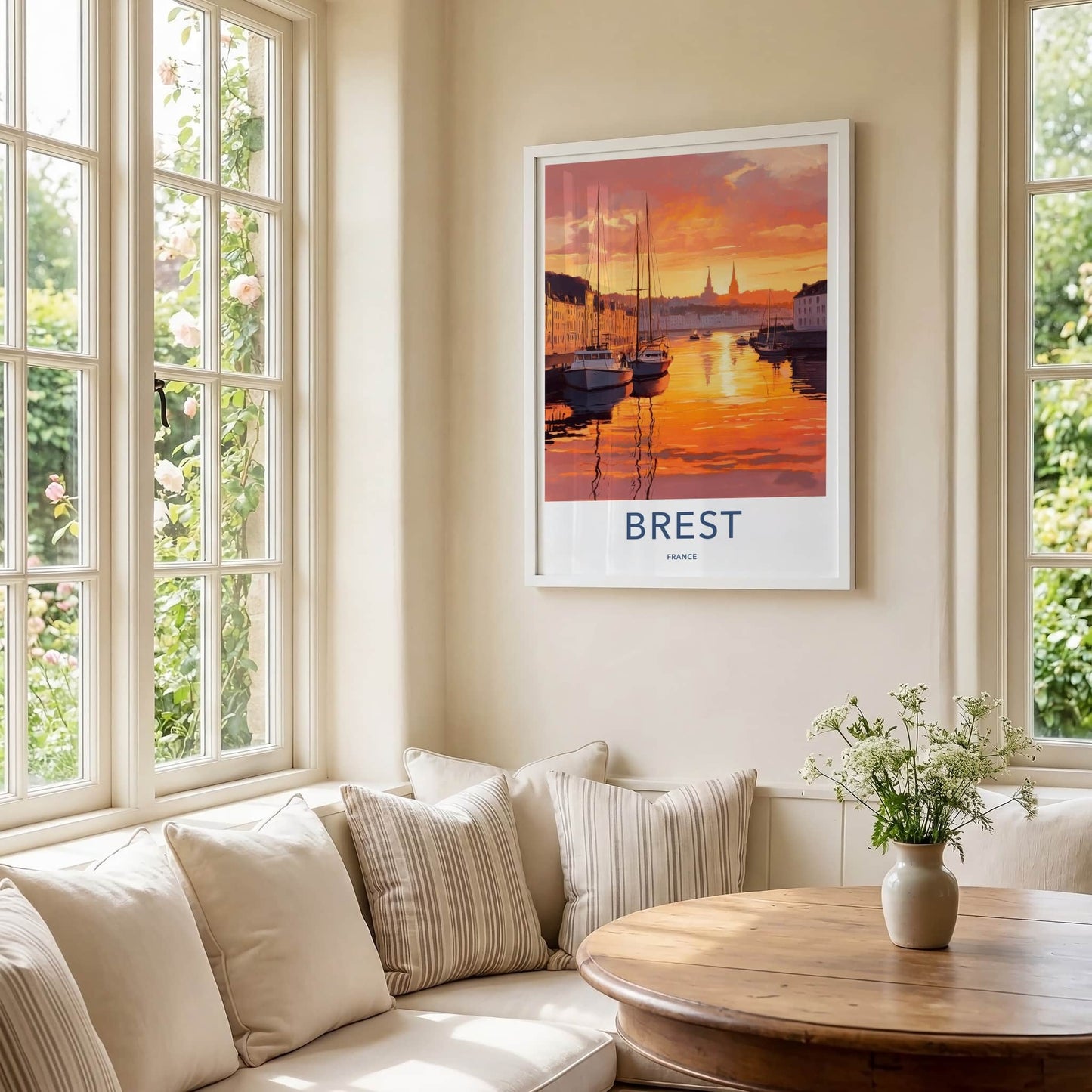 Brest Poster - France Travel Art - Harbor Sunset Reflections Wall Decor