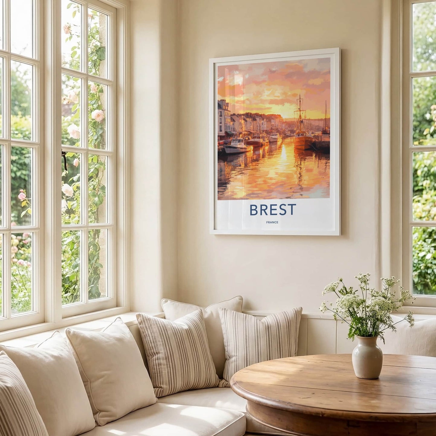 Brest Poster - France Travel Art - Sunset Harbor Boats Home Decor