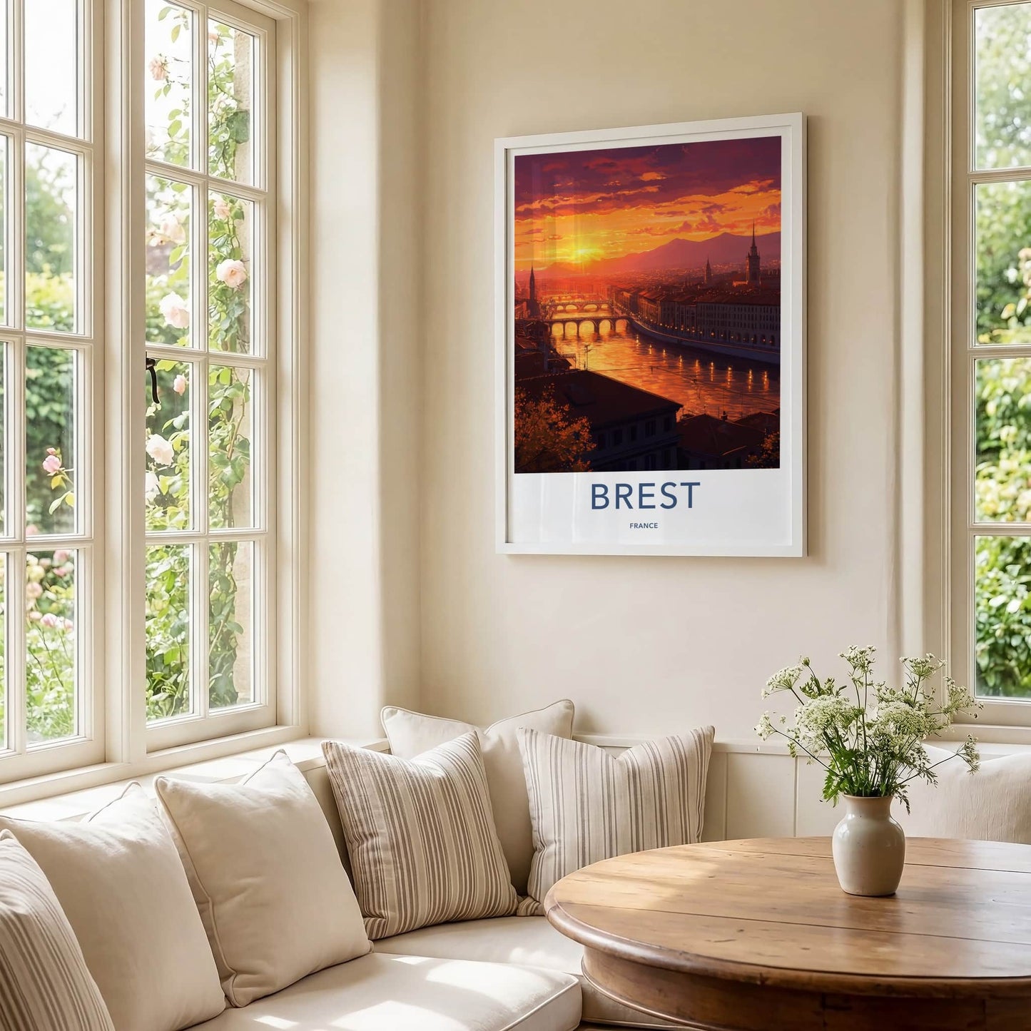Brest Poster - France Wall Art - Bridges River Sunset Home Decor